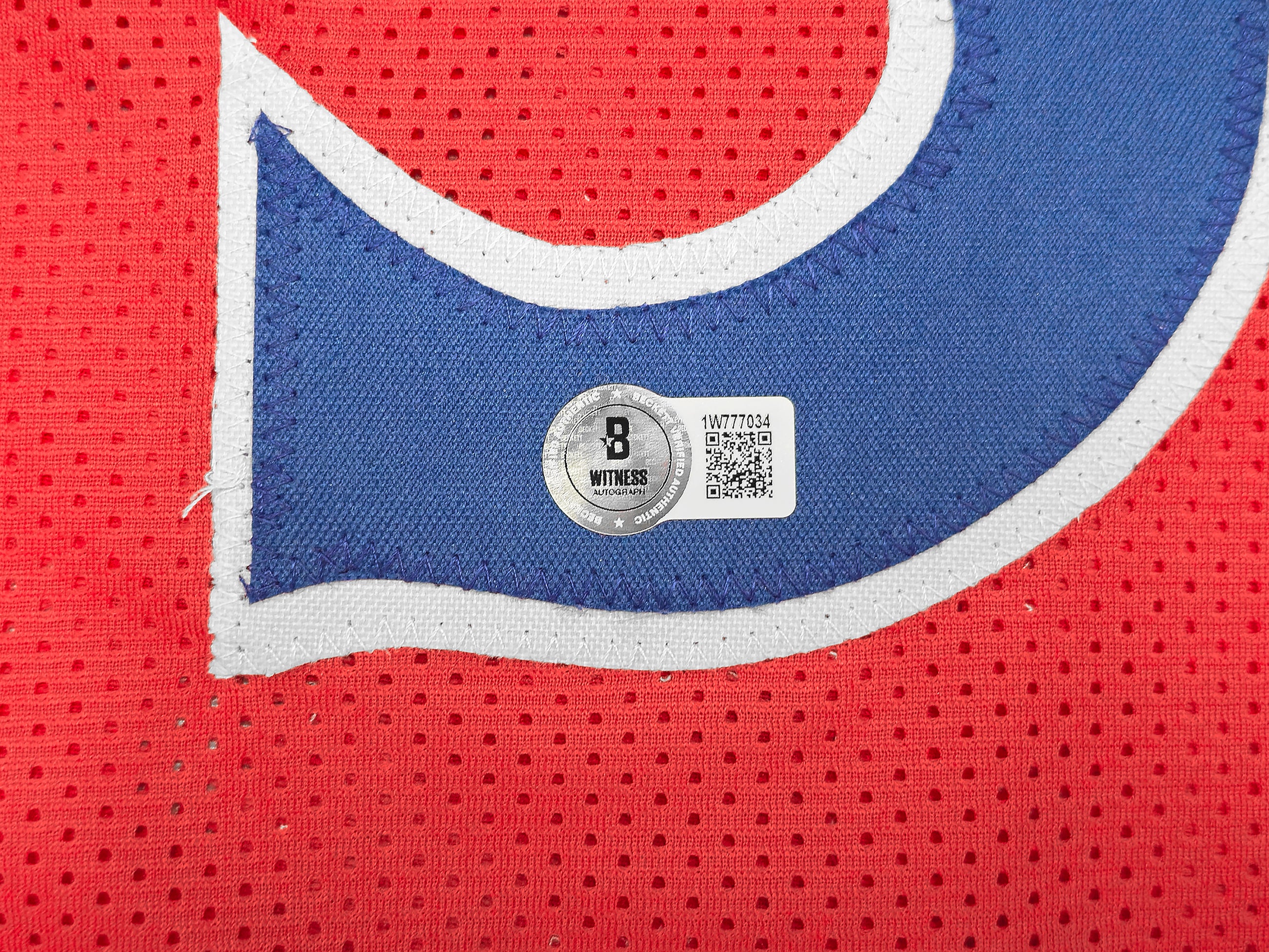 Philadelphia 76ers Allen Iverson Autographed Red Jersey Beckett BAS Witness Stock #229999 - Image 5