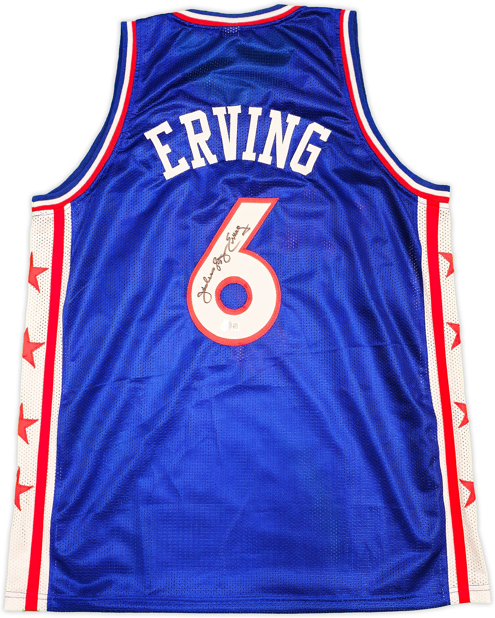 Philadelphia 76ers Julius "Dr. J" Erving Autographed Blue Jersey Beckett BAS Witness Stock #232613 - Image 2