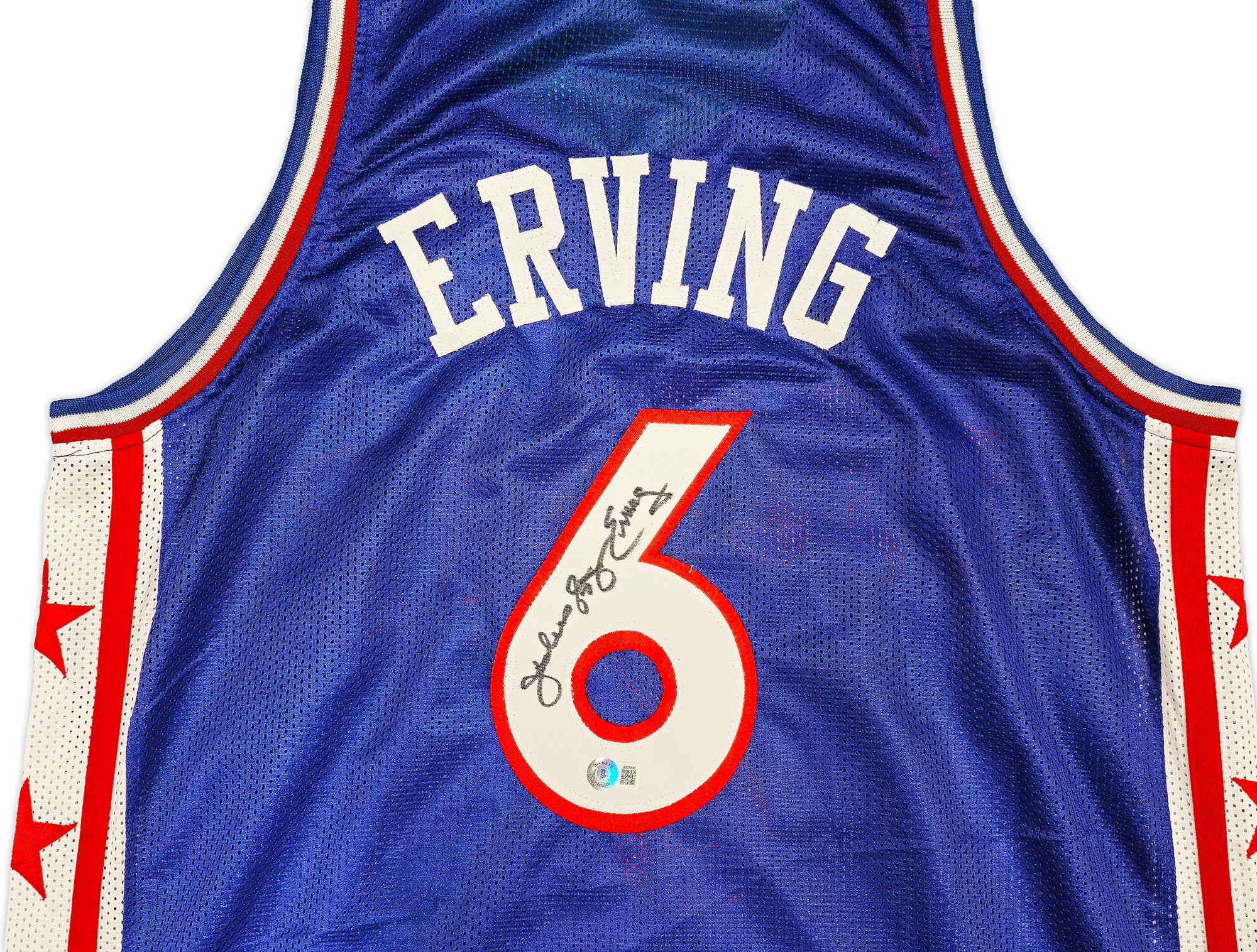 Philadelphia 76ers Julius "Dr. J" Erving Autographed Blue Jersey Beckett BAS Witness Stock #232613 - Image 3