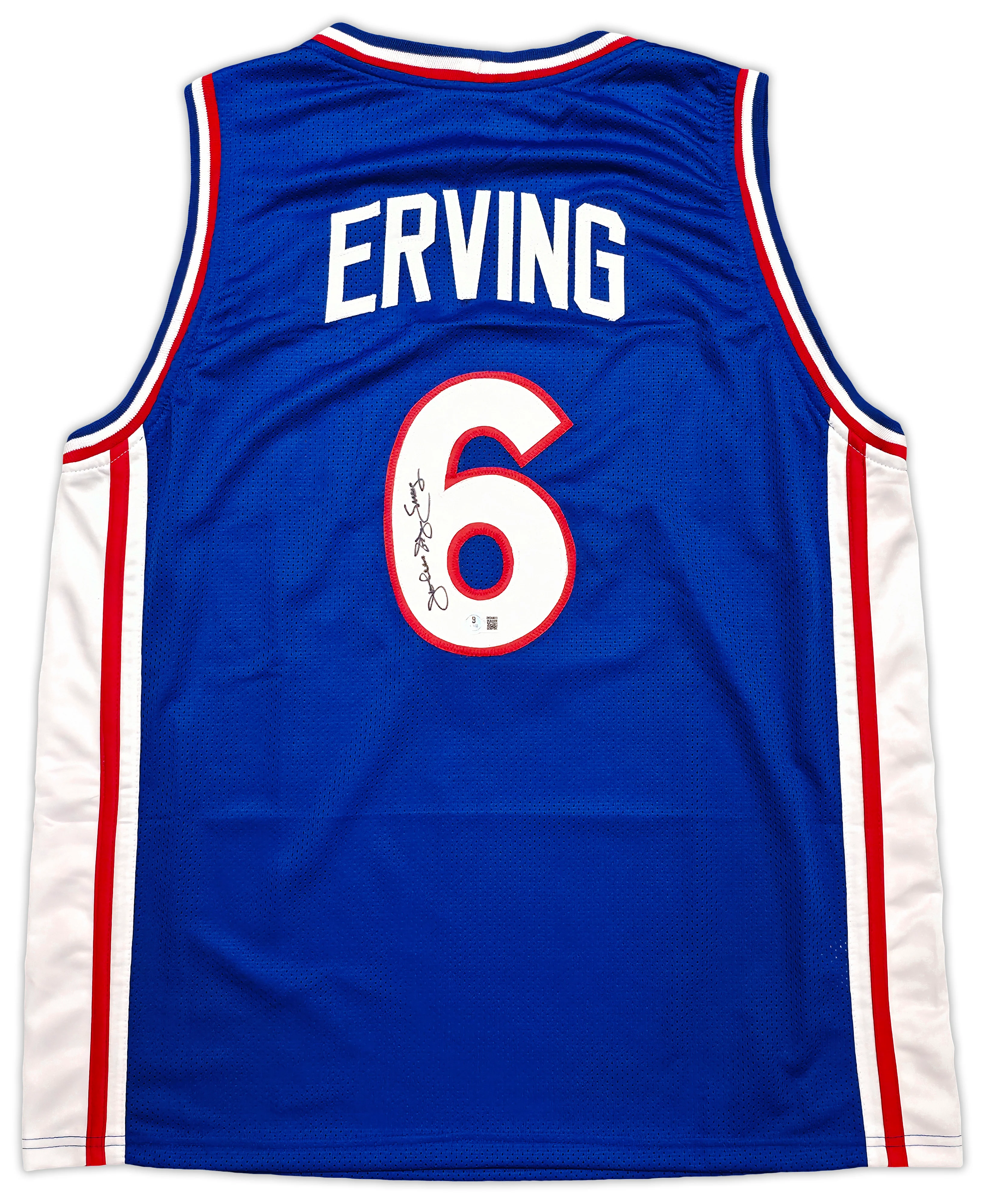 Philadelphia 76ers Julius "Dr. J" Erving Autographed Blue Jersey Beckett BAS Witness Stock #253703 - Image 2