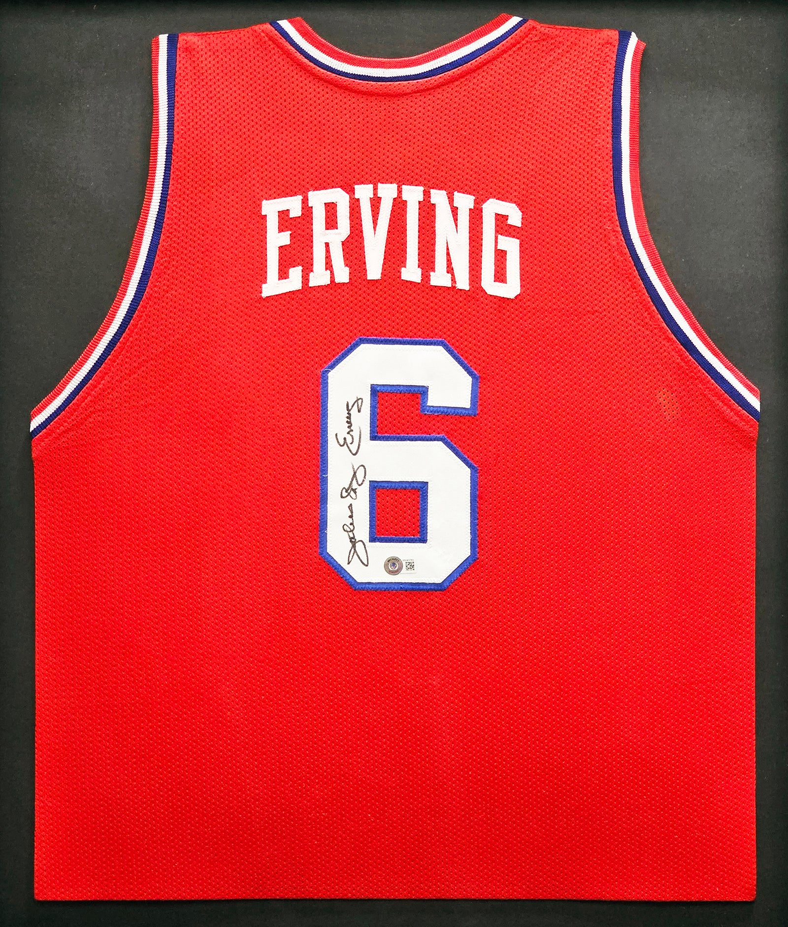 Philadelphia 76ers Julius "Dr. J" Erving Autographed Framed Red Jersey PSA/DNA Stock #215862 - Image 2