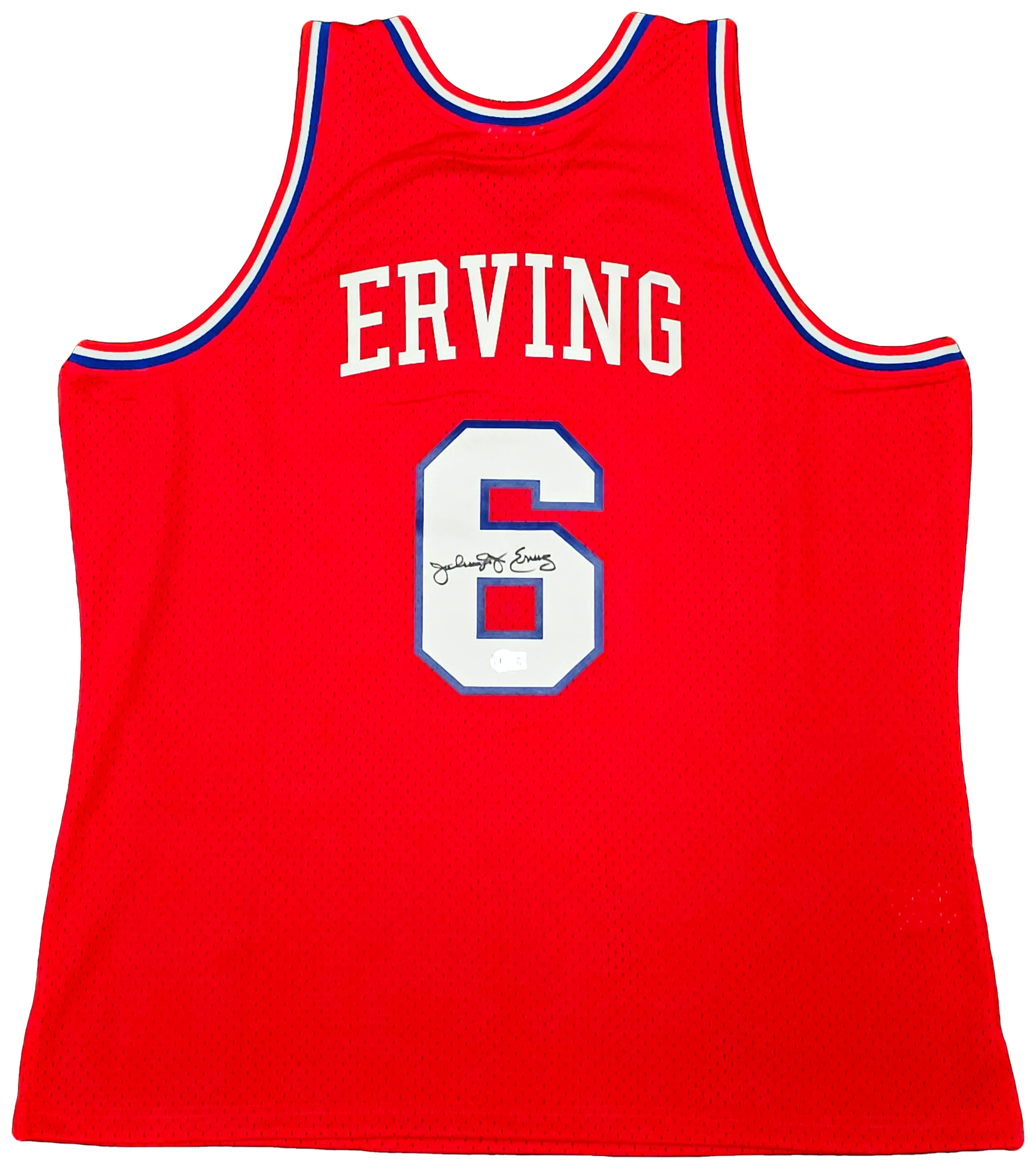 Philadelphia 76ers Julius "Dr. J" Erving Autographed Red Authentic Mitchell & Ness 1982-83 HWC Swingman Jersey Size XXL Beckett BAS Witness Stock #220408 - Image 2
