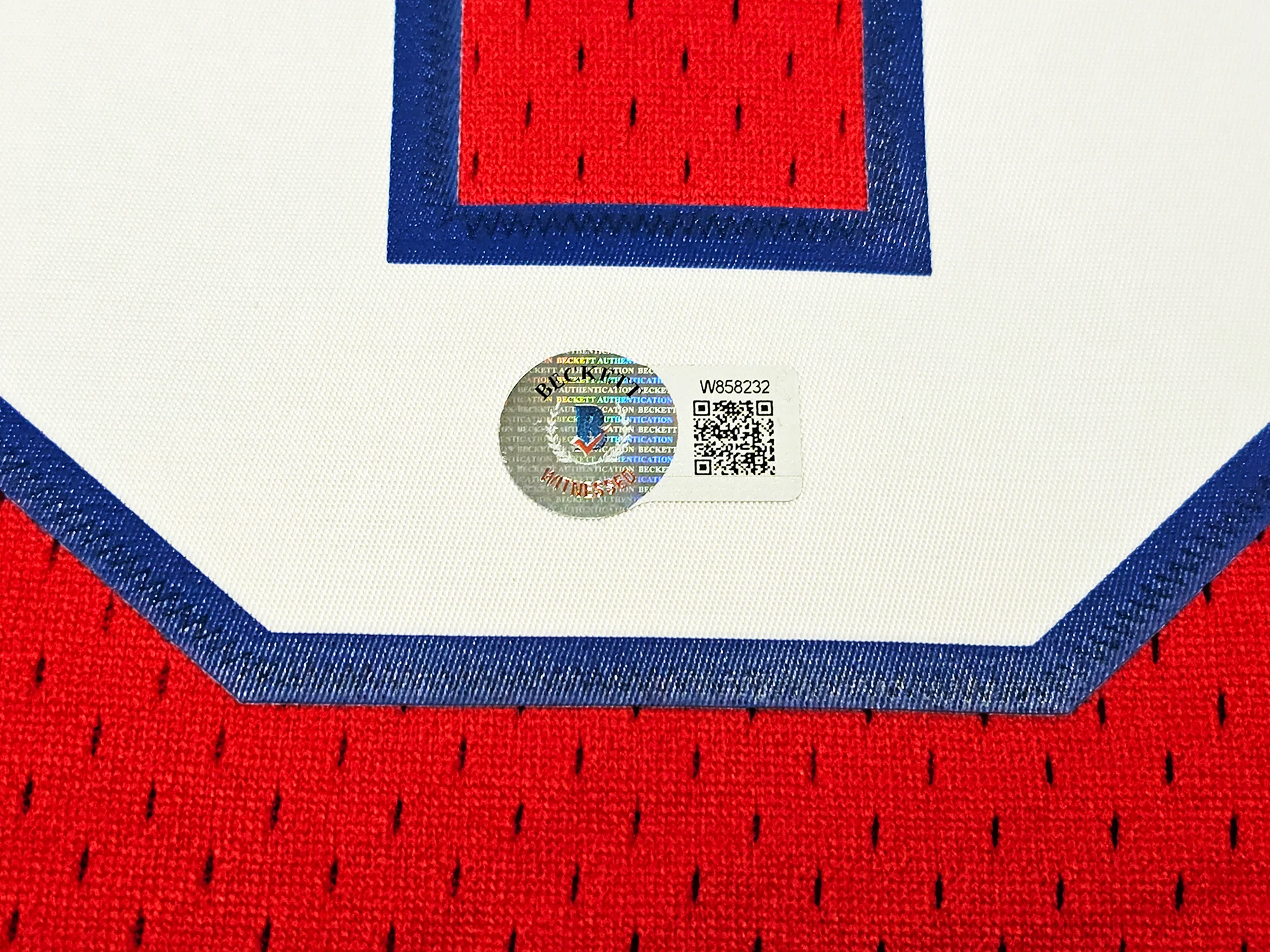 Philadelphia 76ers Julius "Dr. J" Erving Autographed Red Authentic Mitchell & Ness 1982-83 HWC Swingman Jersey Size XXL Beckett BAS Witness Stock #220408 - Image 5