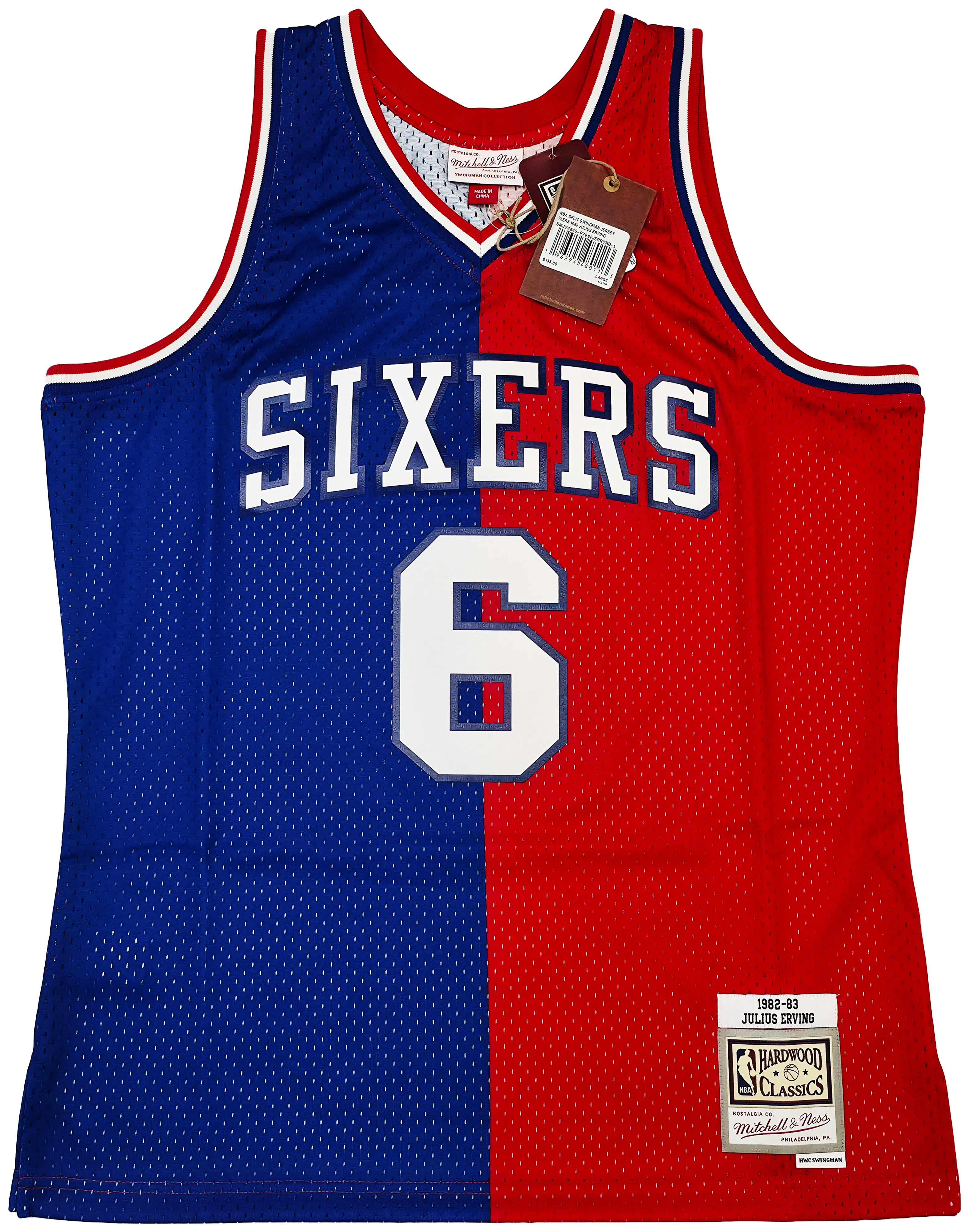 Philadelphia 76ers Julius "Dr. J" Erving Autographed Red & Blue Authentic Mitchell & Ness 1982-83 HWC Swingman Jersey Size L Beckett BAS Witness Stock #253699 - Image 4