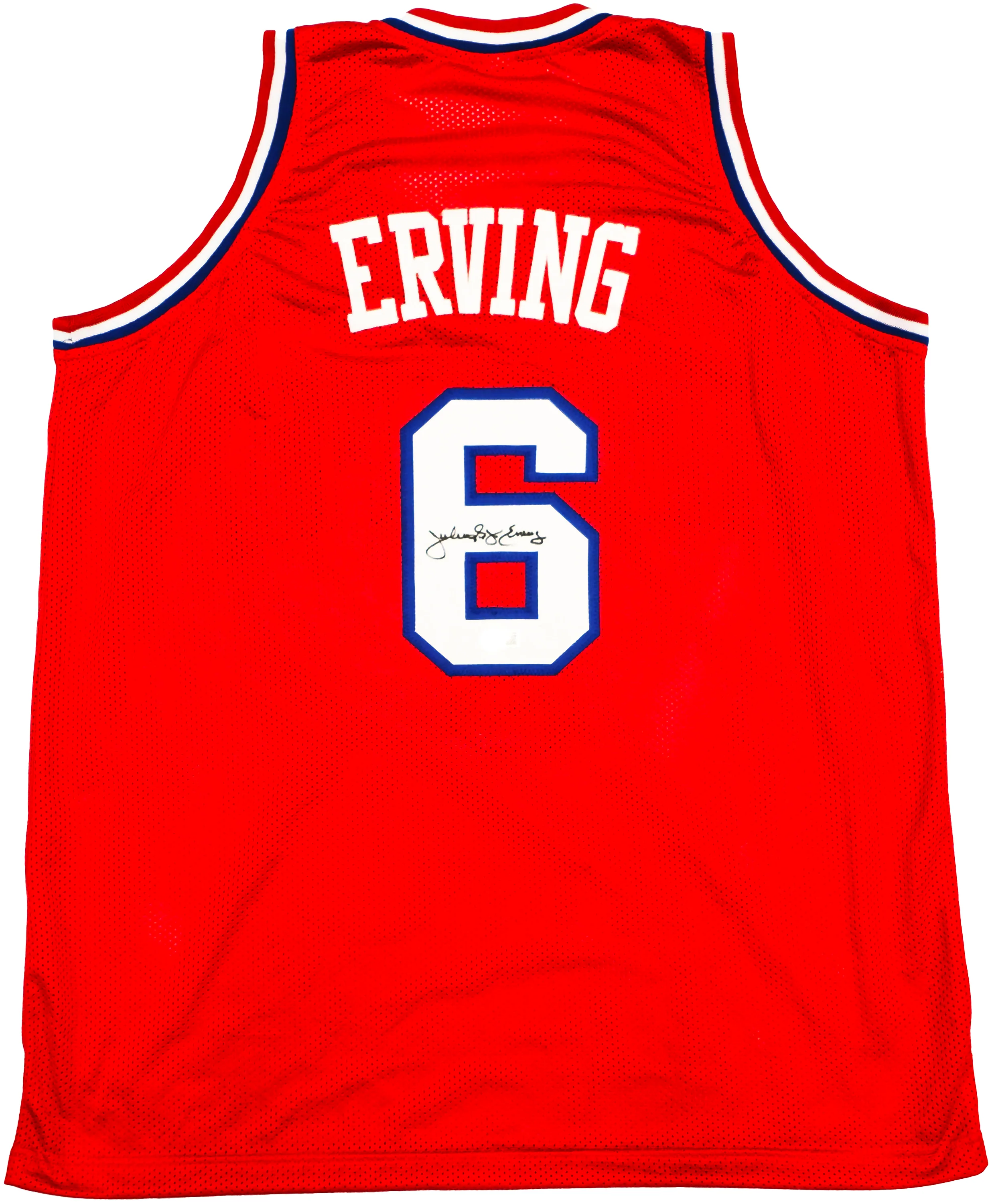 Philadelphia 76ers Julius "Dr. J" Erving Autographed Red Jersey Beckett BAS Witness Stock #230292 - Image 2