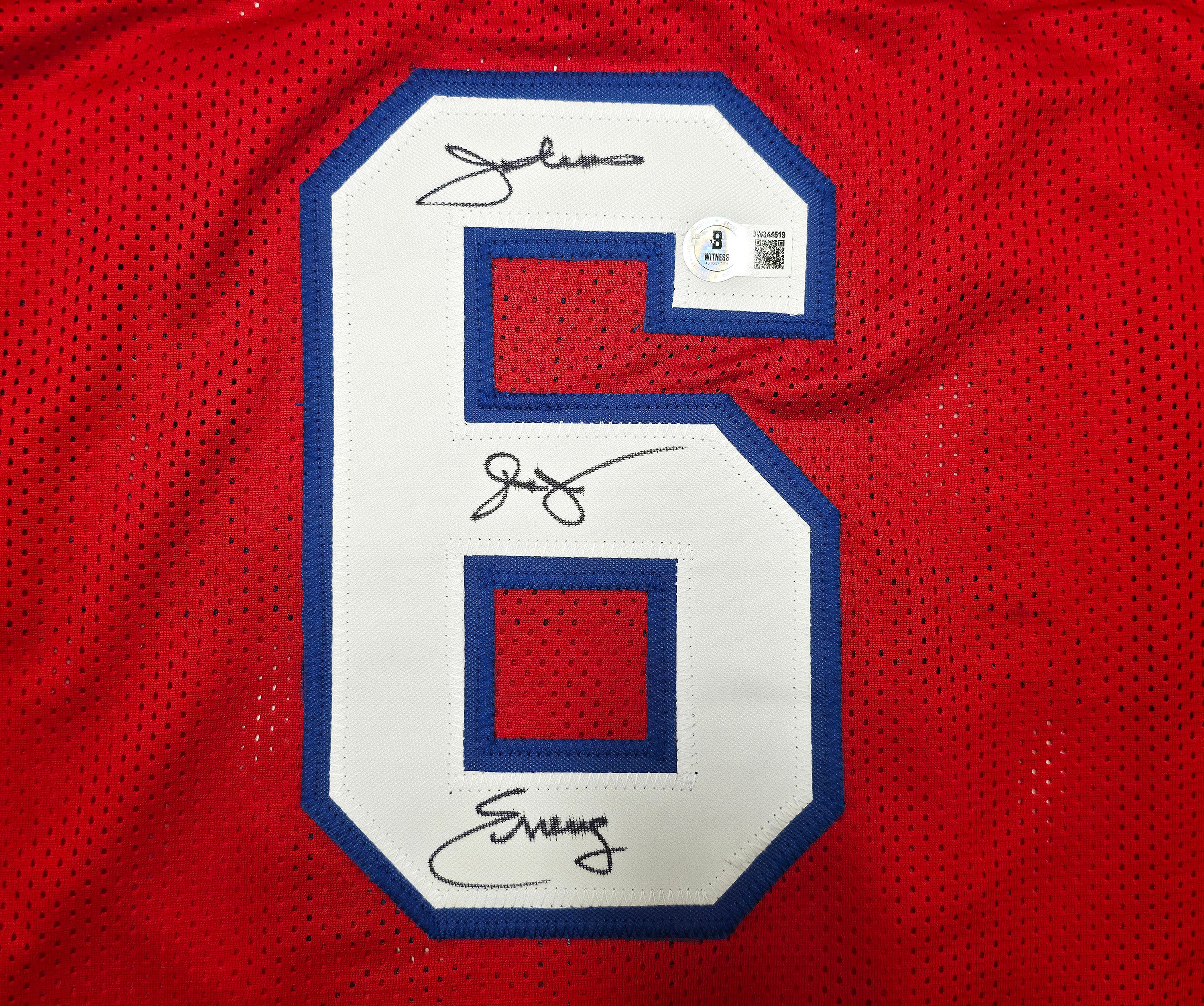 Philadelphia 76ers Julius "Dr. J" Erving Autographed Red Jersey Beckett BAS Witness Stock #253704 - Image 4