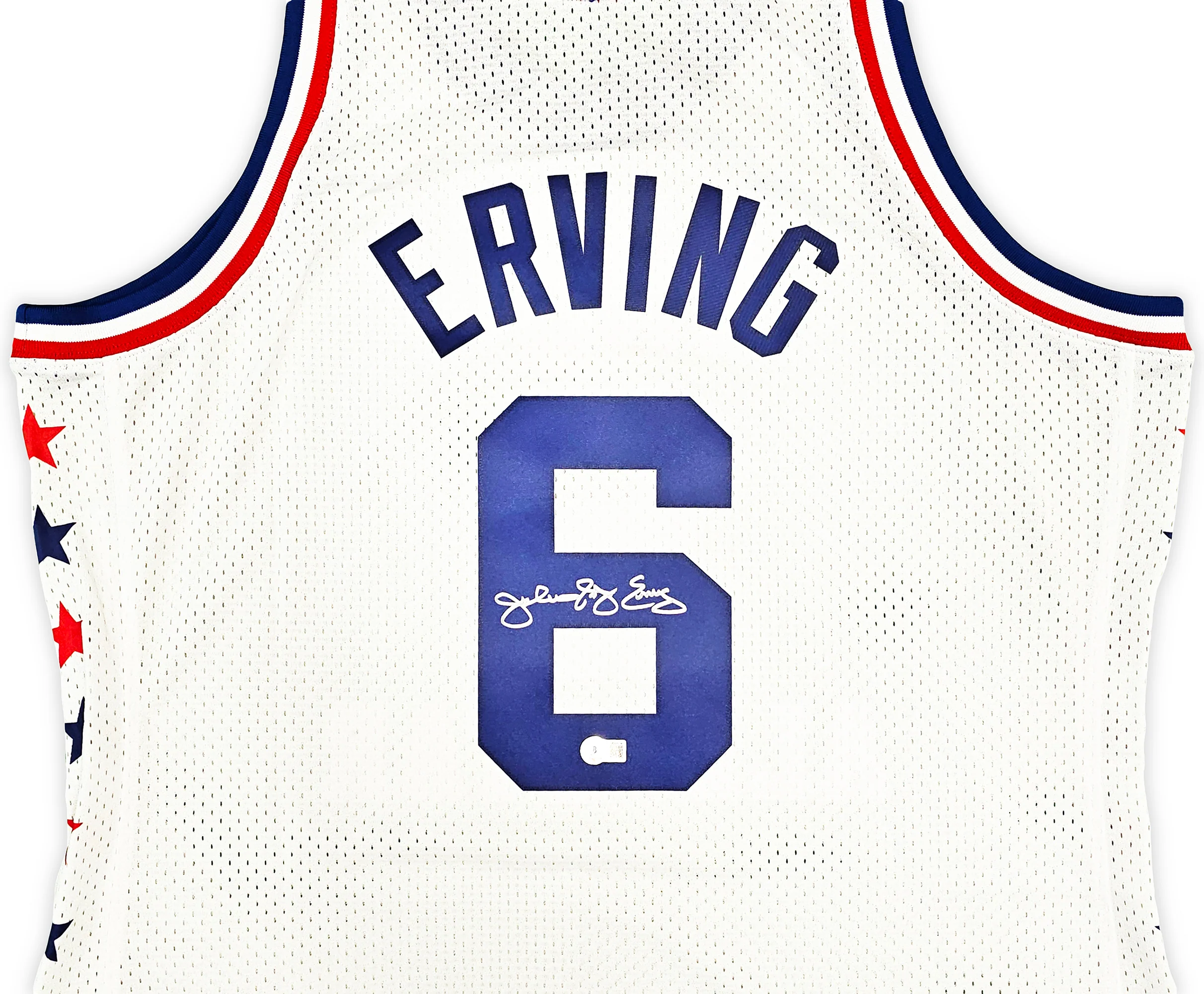 Philadelphia 76ers Julius "Dr. J" Erving Autographed White Authentic Mitchell & Ness 2-10-1985 HWC Swingman All Star Jersey Size XXL Beckett BAS Witness Stock #220410 - Image 3