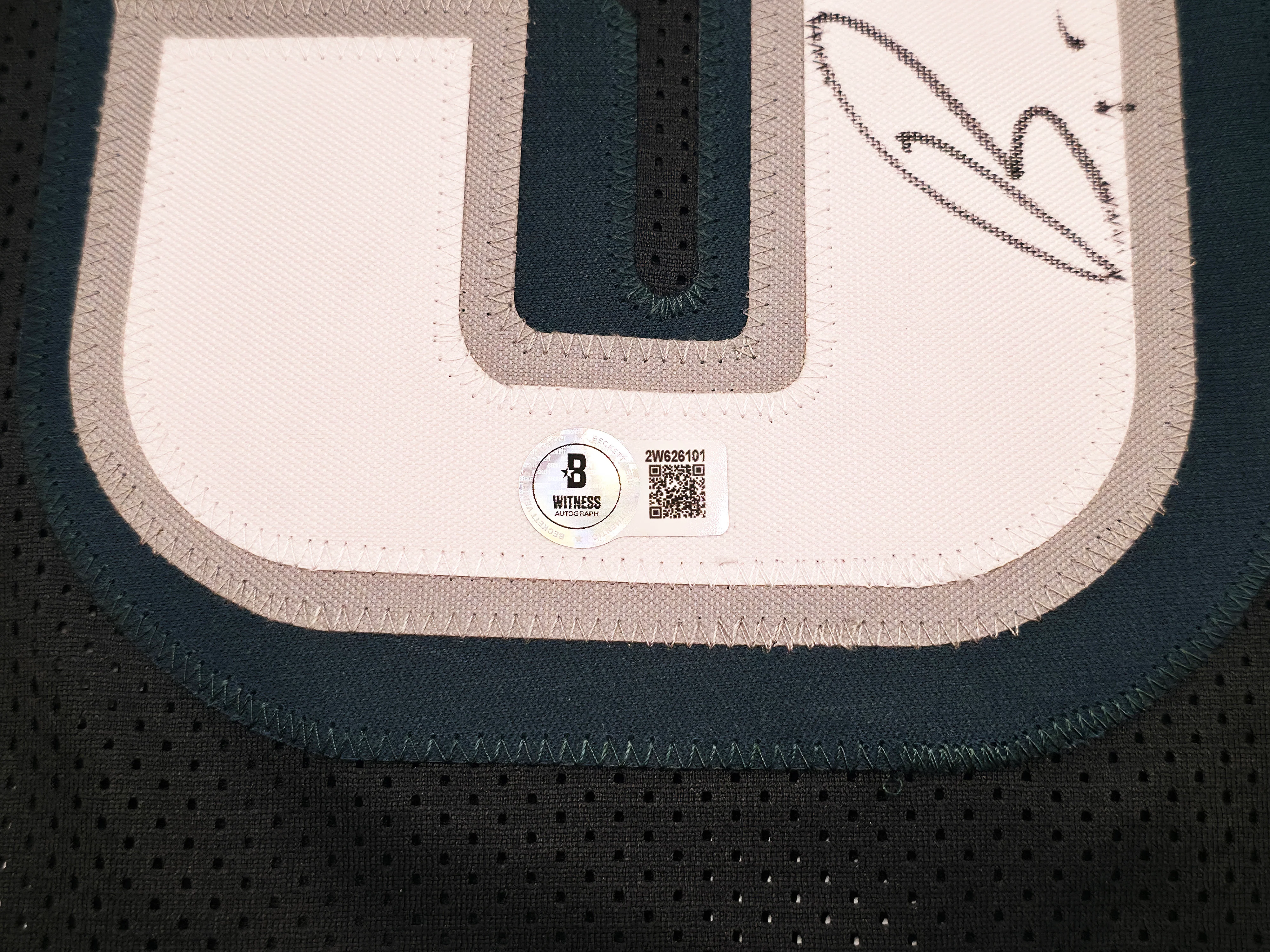Philadelphia Eagles Brandon Graham Autographed Black Super Bowl Stats Jersey Beckett BAS Witness Stock #239891 - Image 5