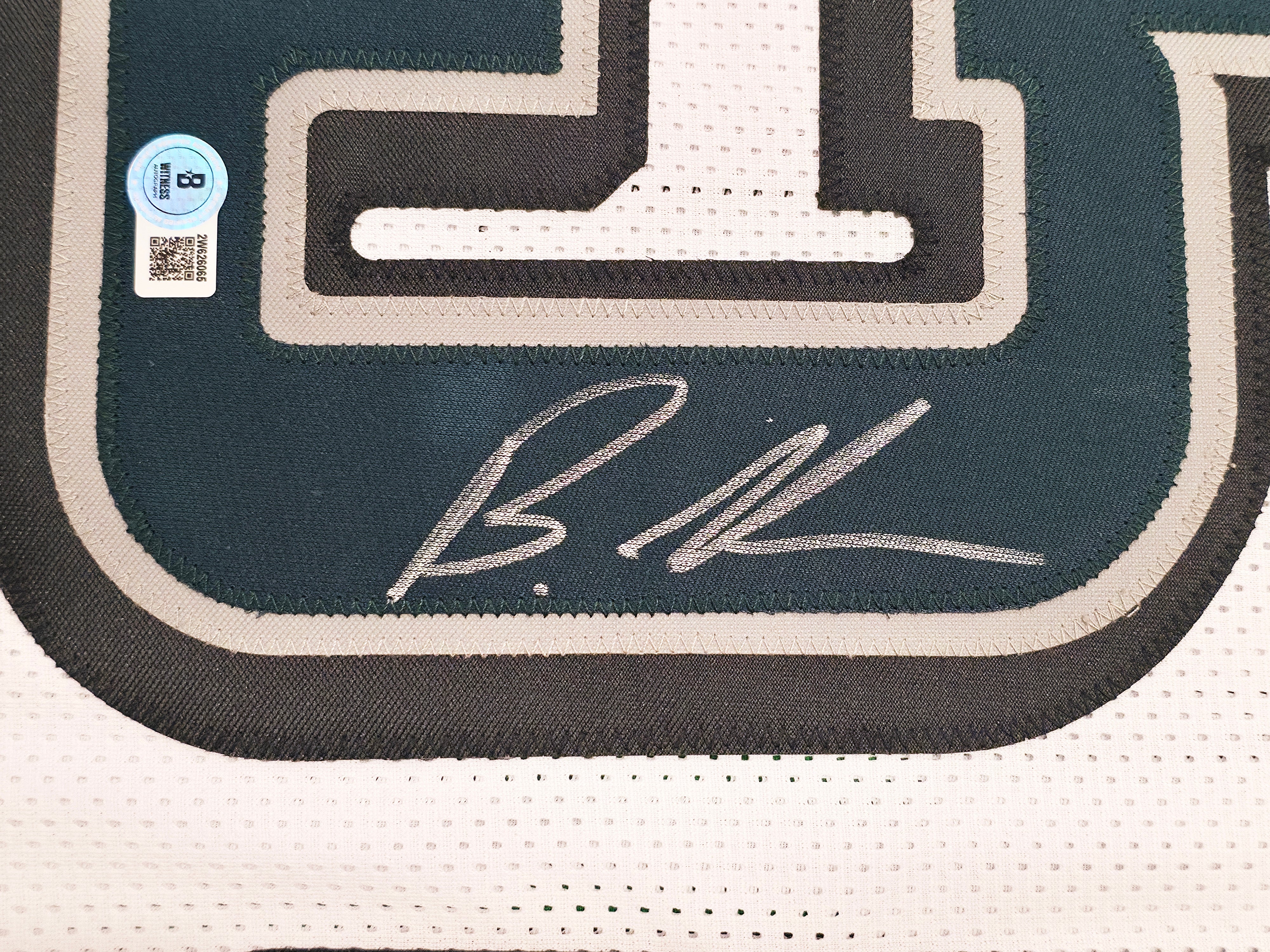 Philadelphia Eagles Brandon Graham Autographed White Super Bowl Stats Jersey Beckett BAS Witness Stock #239892 - Image 4