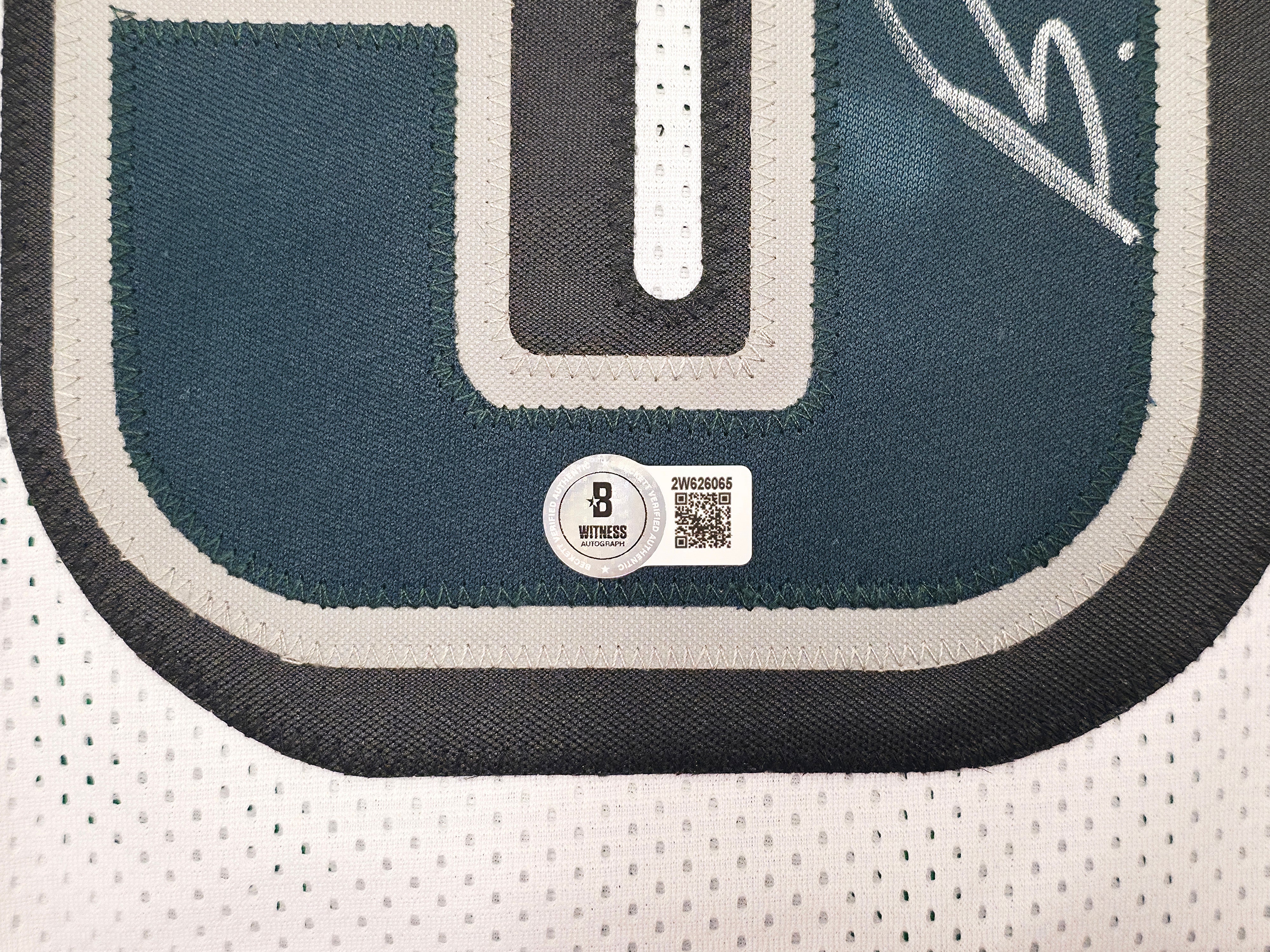 Philadelphia Eagles Brandon Graham Autographed White Super Bowl Stats Jersey Beckett BAS Witness Stock #239892 - Image 5