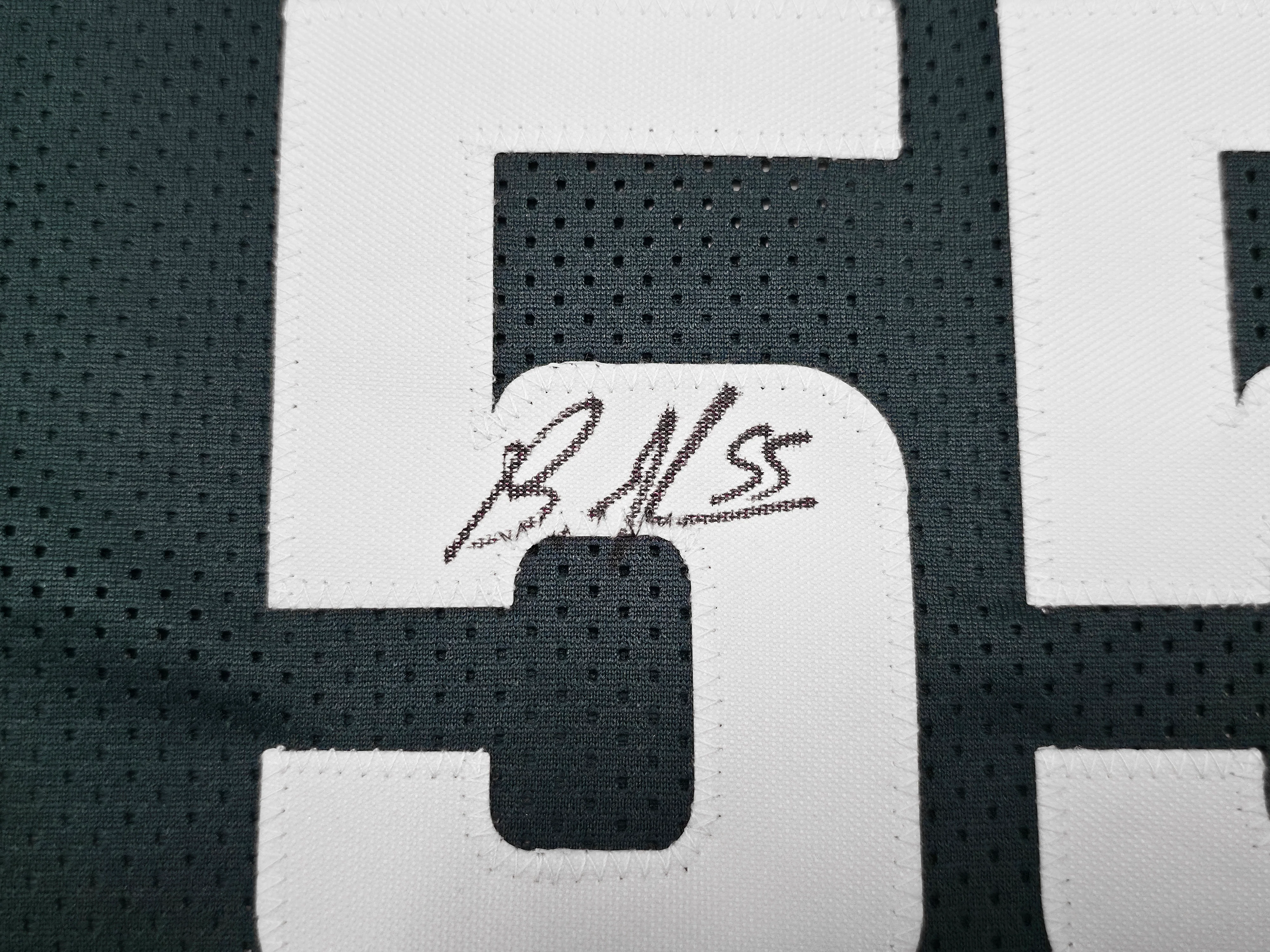 Philadelphia Eagles Brandon Graham & Milton Williams Autographed Green Super Bowl Stats Jersey Strip Sack Champions Beckett BAS Witness Stock #239890 - Image 4