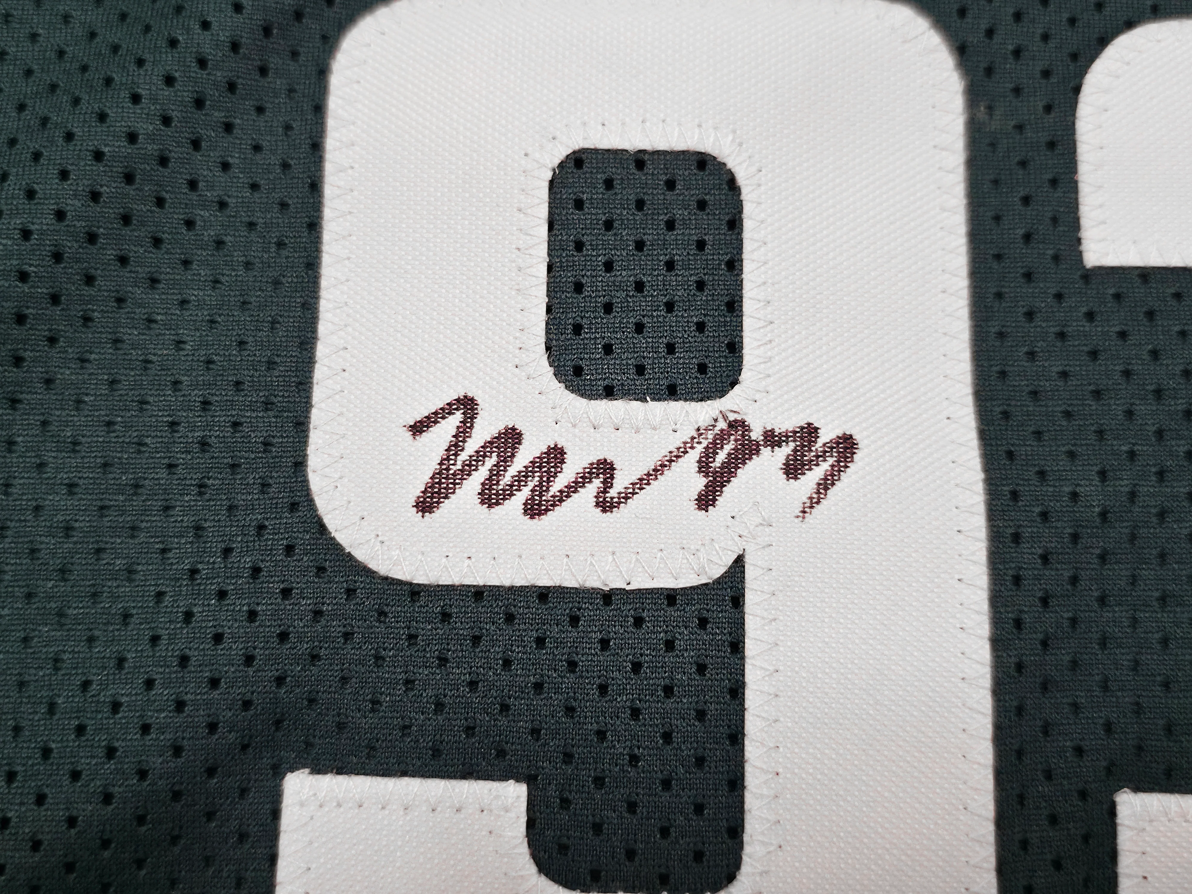 Philadelphia Eagles Brandon Graham & Milton Williams Autographed Green Super Bowl Stats Jersey Strip Sack Champions Beckett BAS Witness Stock #239890 - Image 5