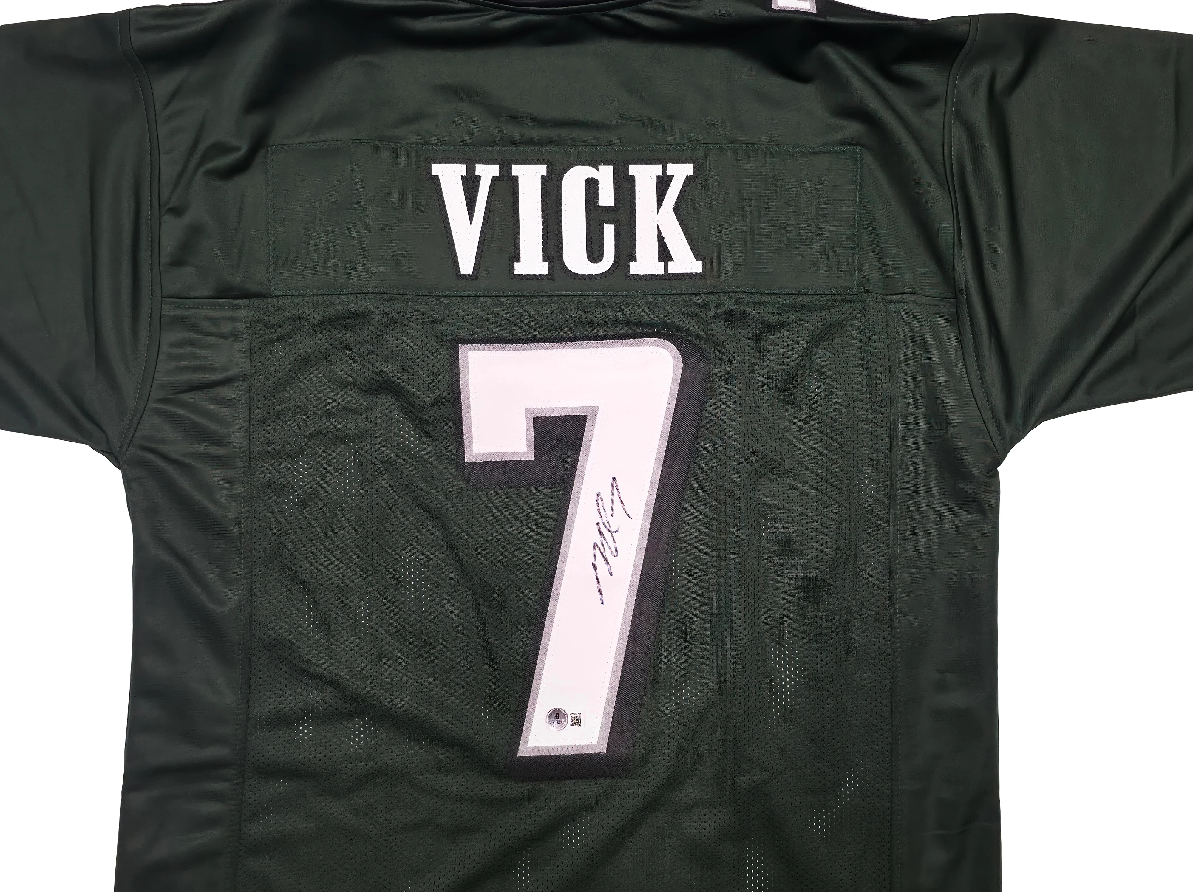 Philadelphia Eagles Michael Vick Autographed Green Jersey Beckett BAS Witness Stock #253384 - Image 3