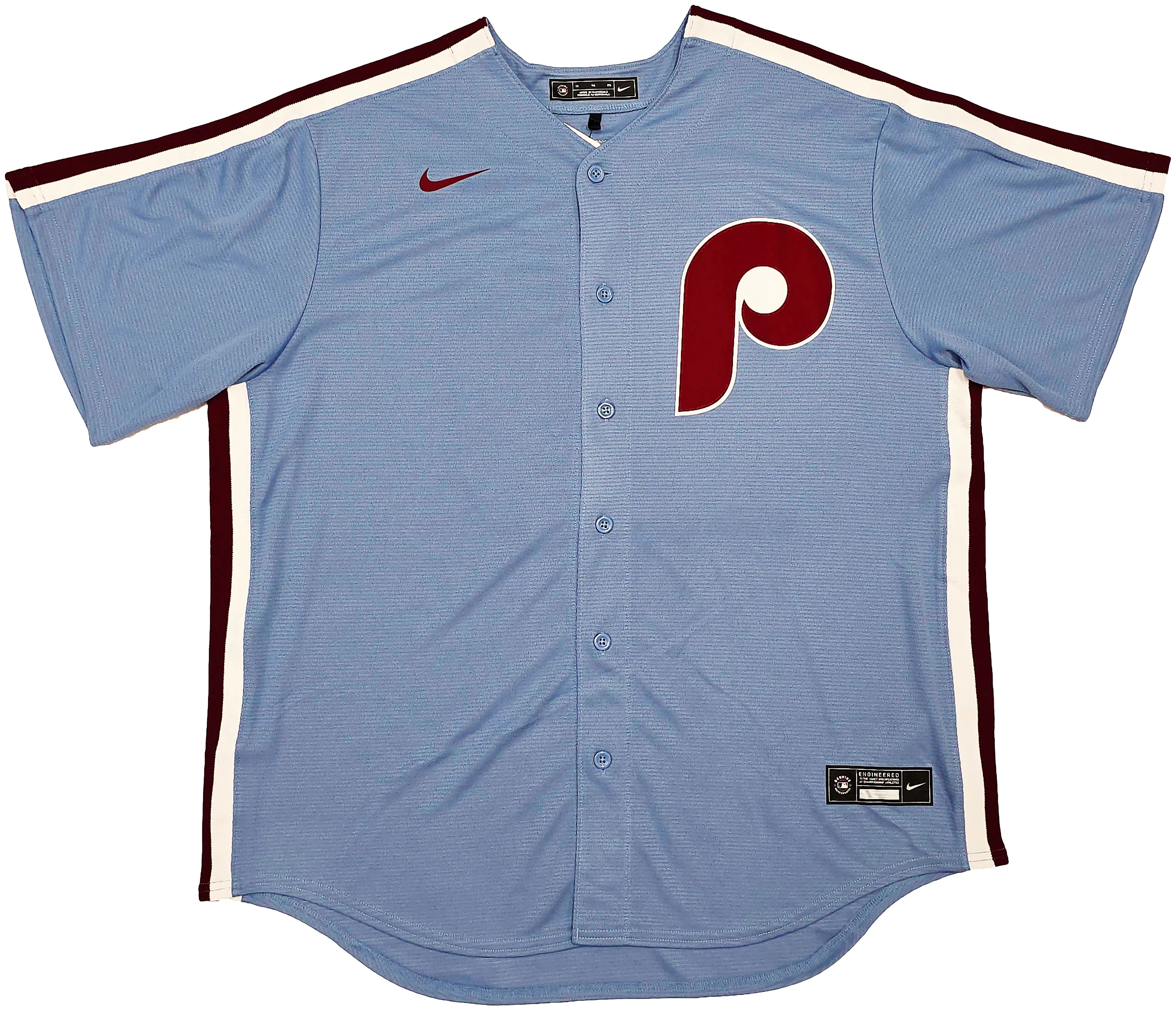 Philadelphia Phillies Mike Schmidt Autographed Light Blue Throwback Nike Jersey Size XL Beckett BAS QR Stock #261405 - Image 4