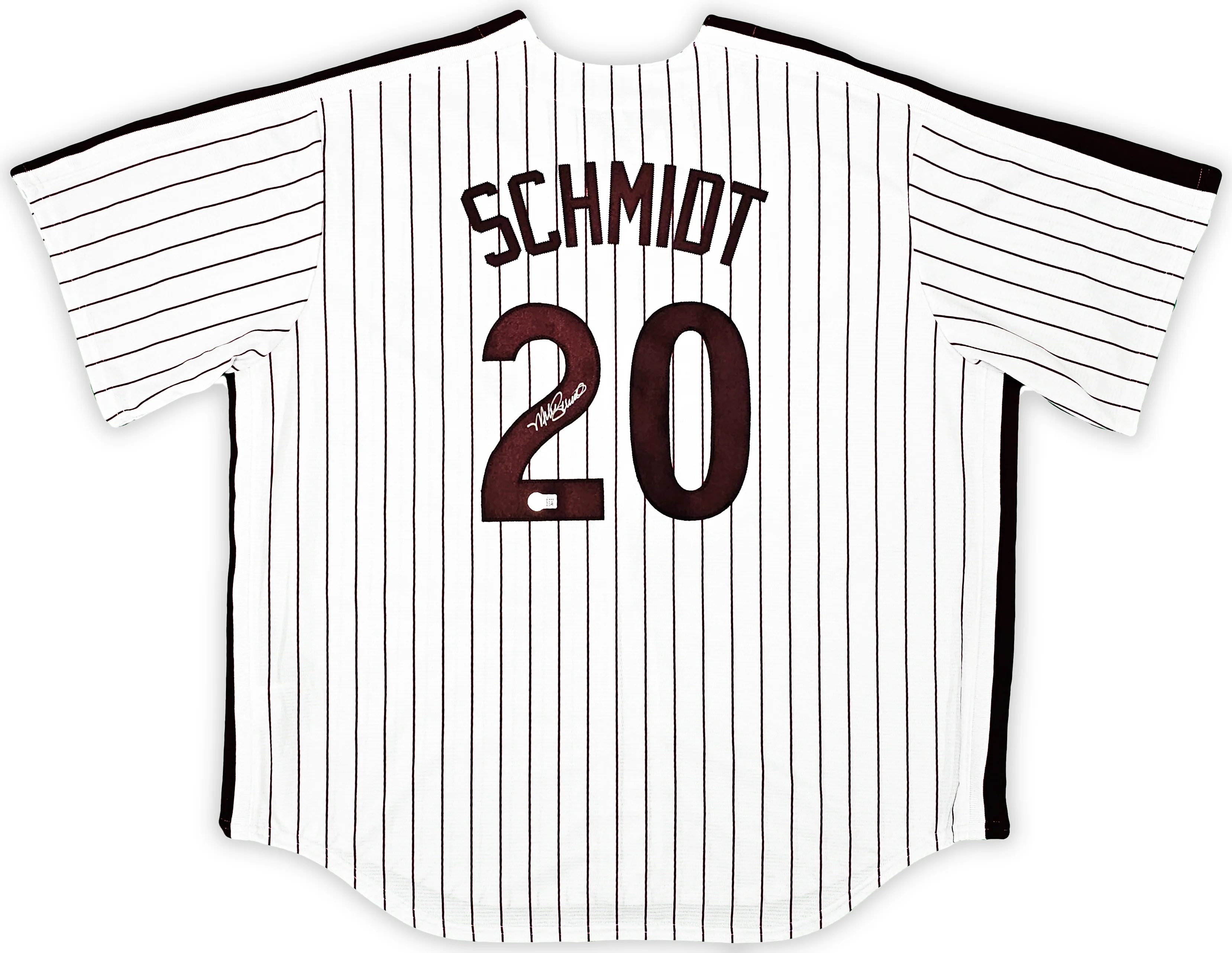 Philadelphia Phillies Mike Schmidt Autographed White & Red Nike Cooperstown Collection Jersey Size XXL Beckett BAS QR Stock #219043 - Image 2