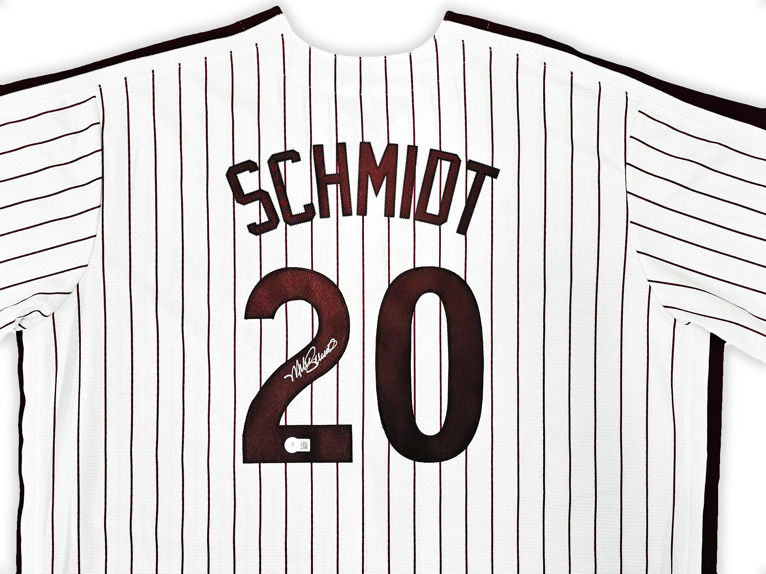 Philadelphia Phillies Mike Schmidt Autographed White & Red Nike Cooperstown Collection Jersey Size XXL Beckett BAS QR Stock #219043 - Image 3