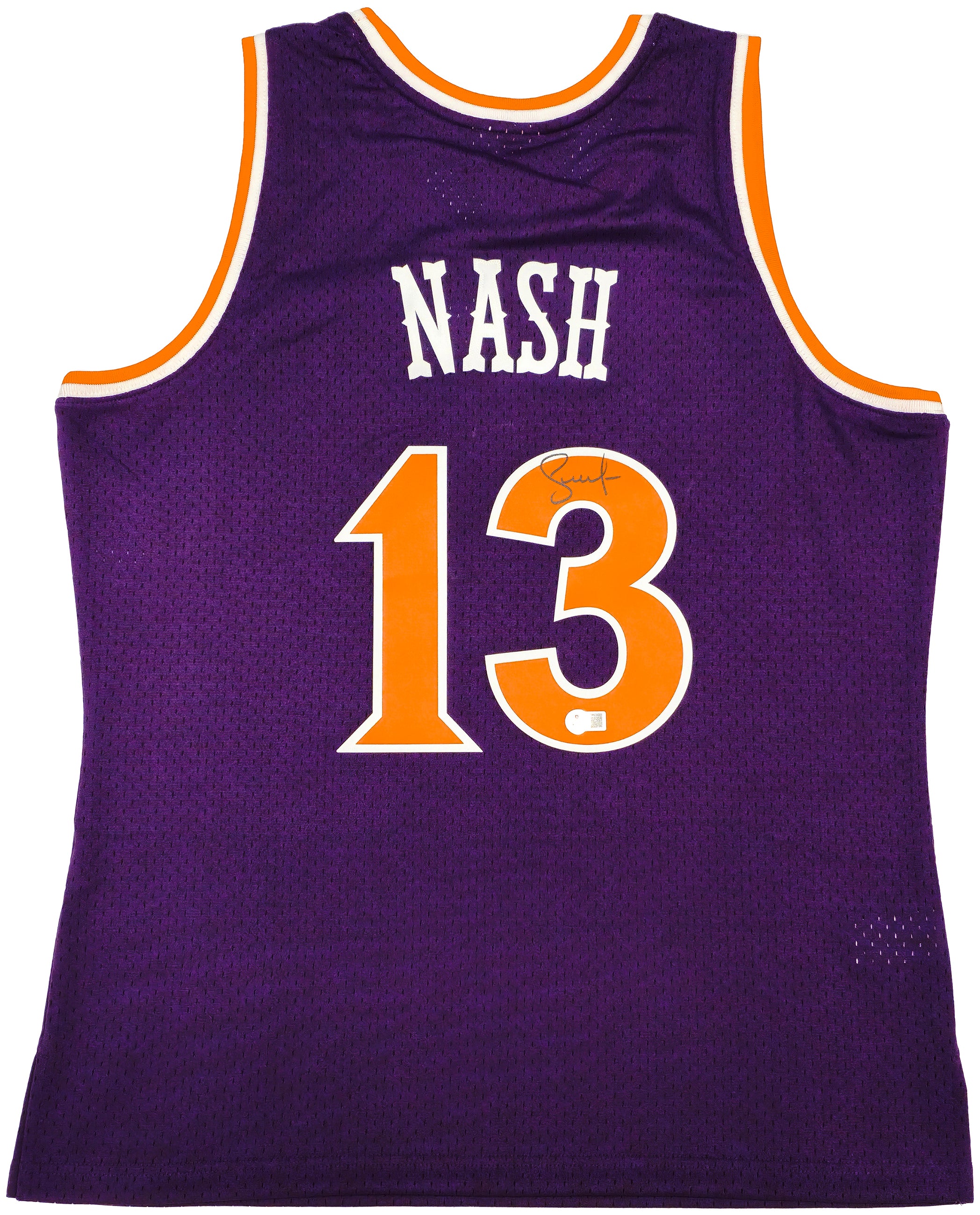 Phoenix Suns Steve Nash Autographed Purple Authentic Mitchell & Ness 2005-06 Hardwood Classic Swingman Jersey Size L Beckett BAS Witness Stock #233679 - Image 2