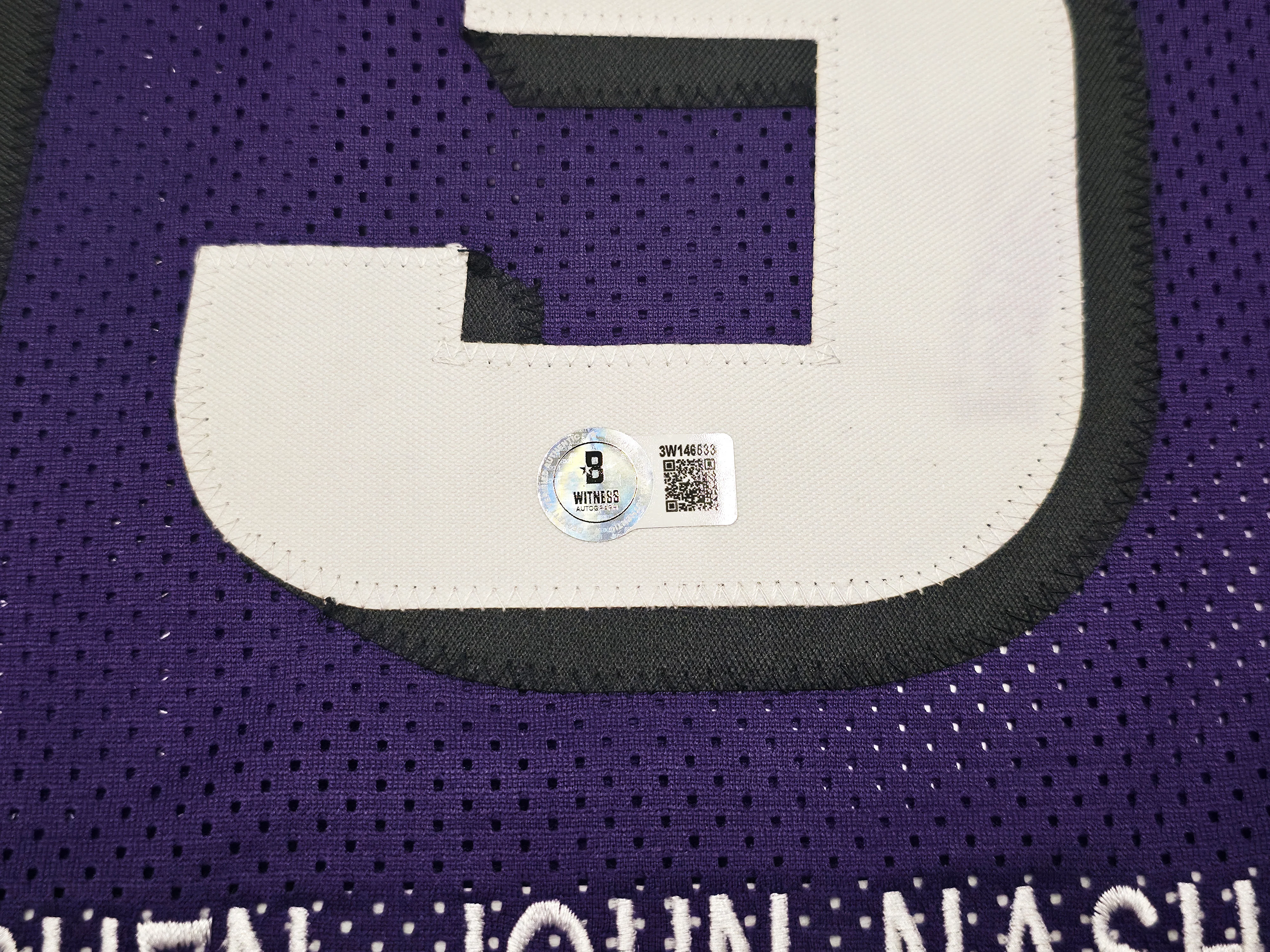 Phoenix Suns Steve Nash Autographed Purple Stat Jersey Beckett BAS Witness Stock #252472 - Image 4