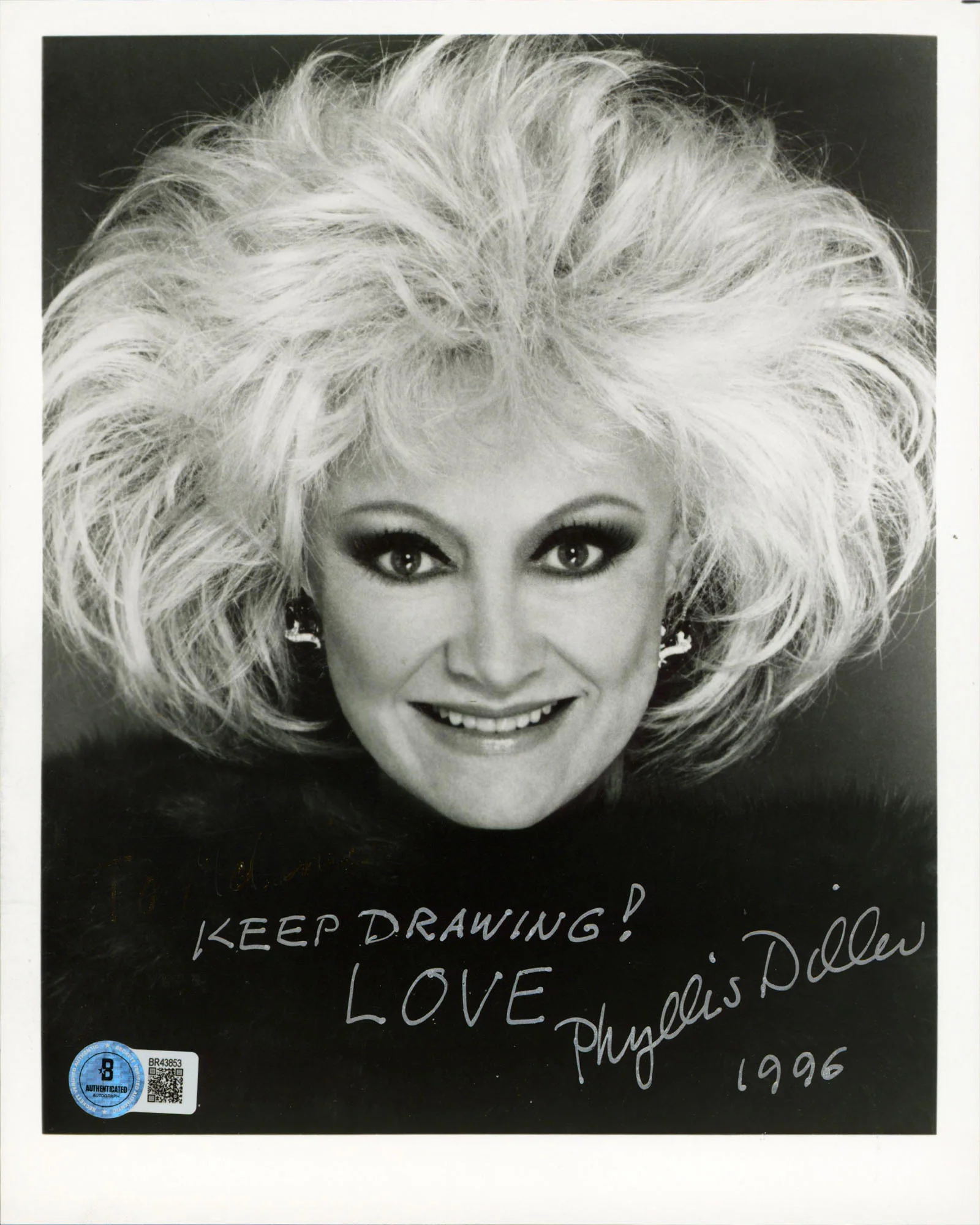 Phyllis Diller "Keep Drawing! Love" Authentic Signed 8x10 Photo BAS #BR43853 - Image 2