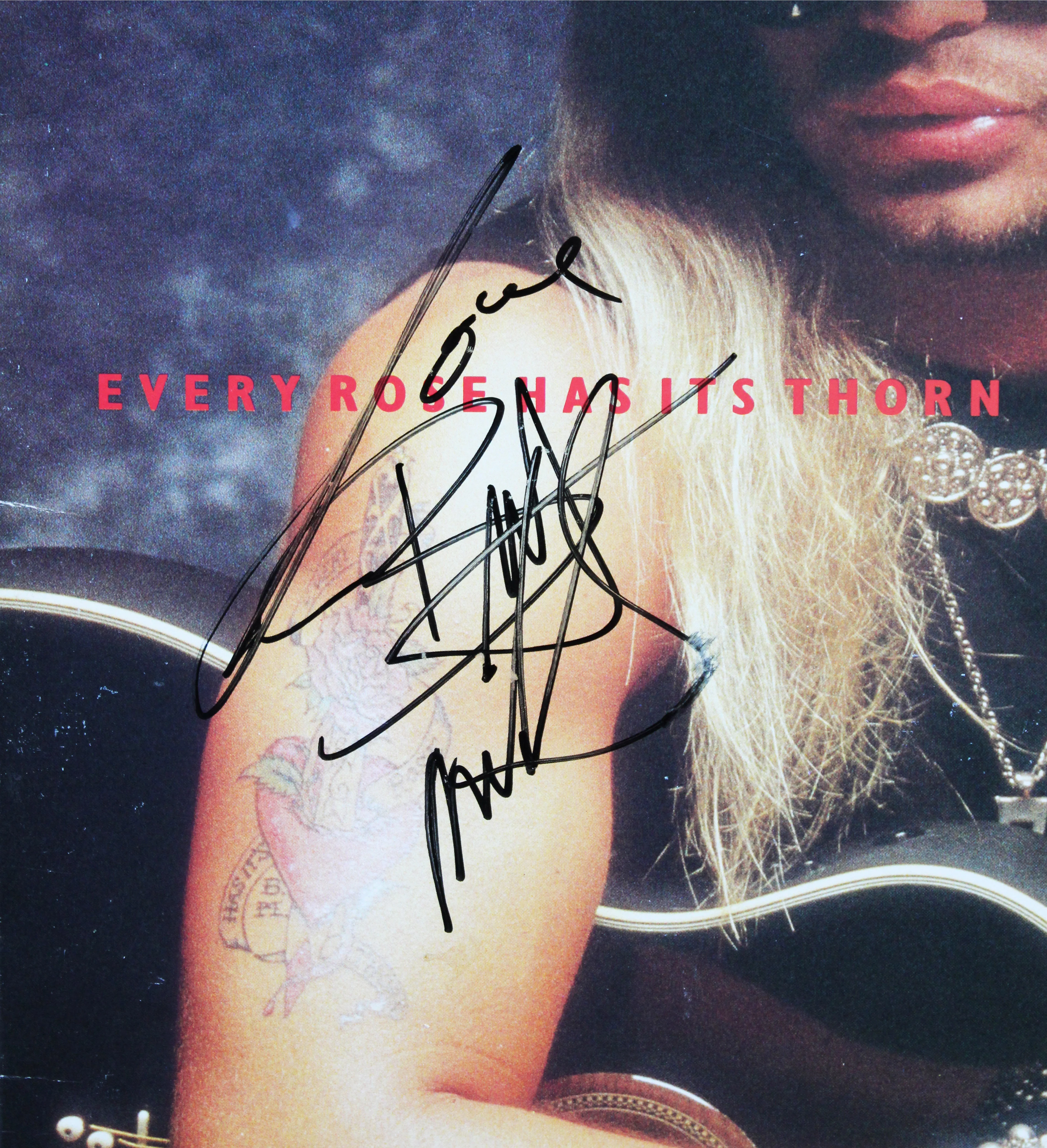 Poison (4) Michaels, DeVille, Dall & Rocket Signed Album w/ Vinyl JSA #CL51539 - Image 4