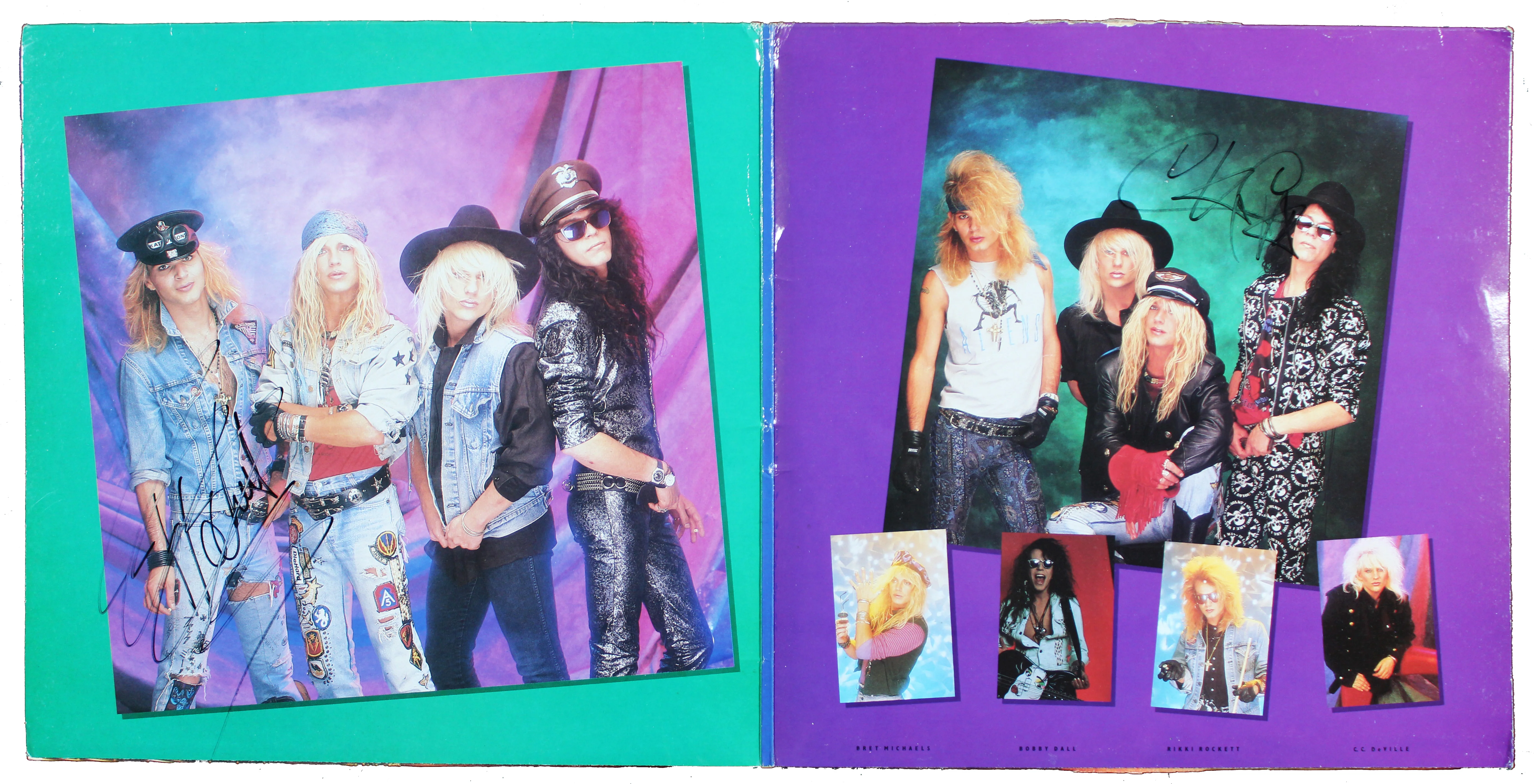 Poison (4) Michaels, DeVille, Dall & Rocket Signed Album w/ Vinyl JSA #CL51539 - Image 9