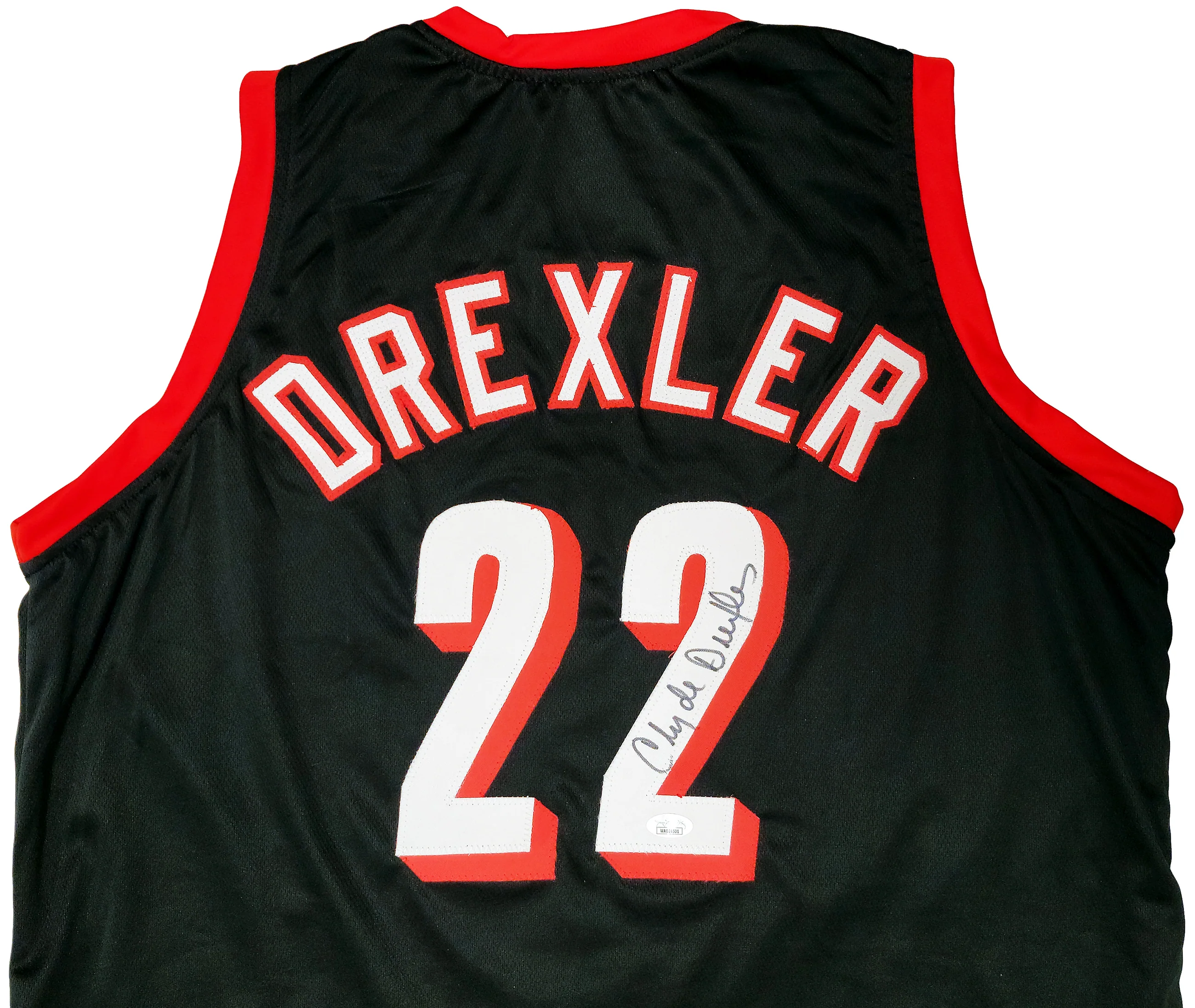 Portland Trailblazers Clyde Drexler Autographed Black Jersey The Glide JSA Stock #202352 - Image 3
