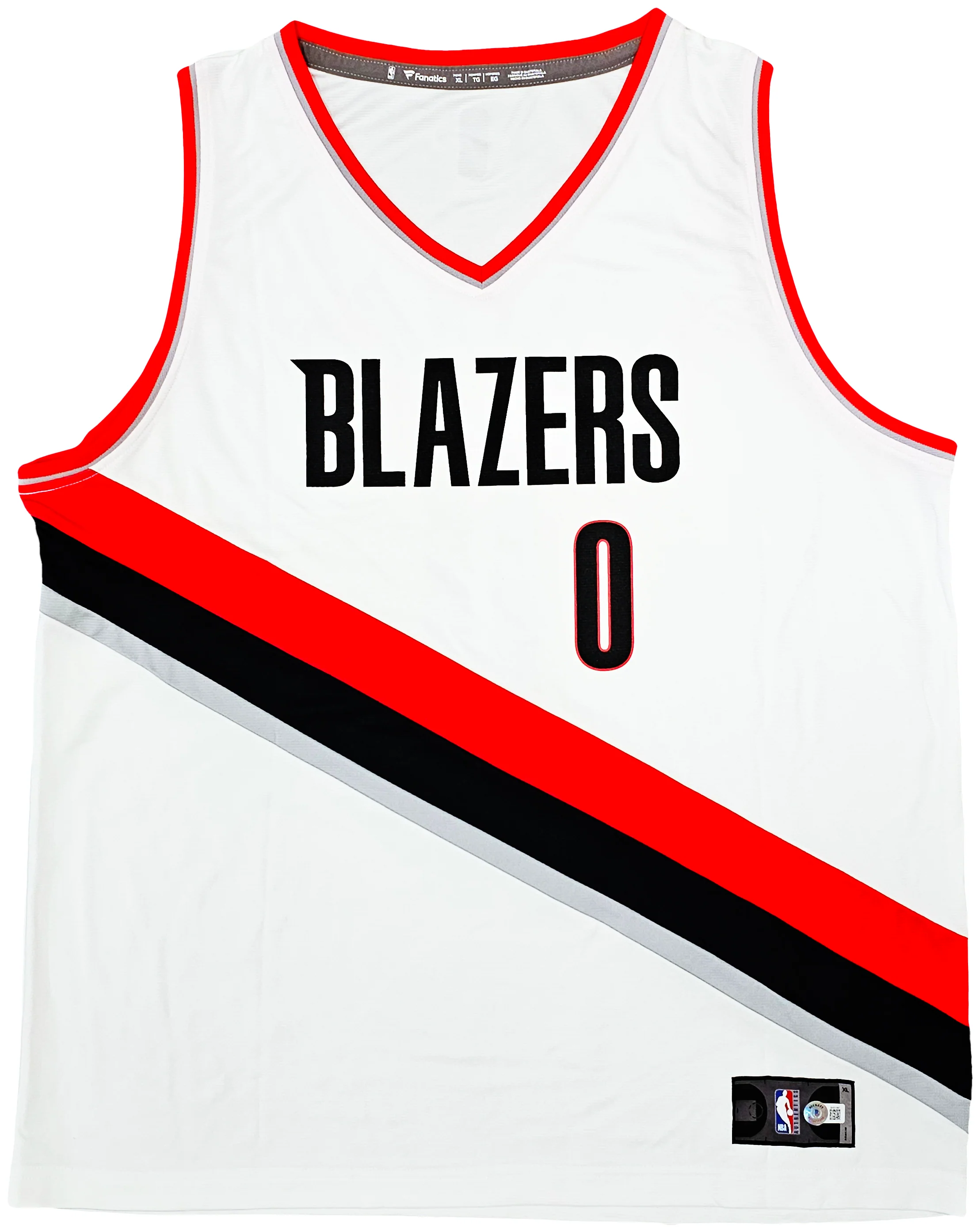 Portland Trailblazers Damian Lillard Autographed White Fanatics Jersey Size XL Beckett BAS QR Stock #214827 - Image 5