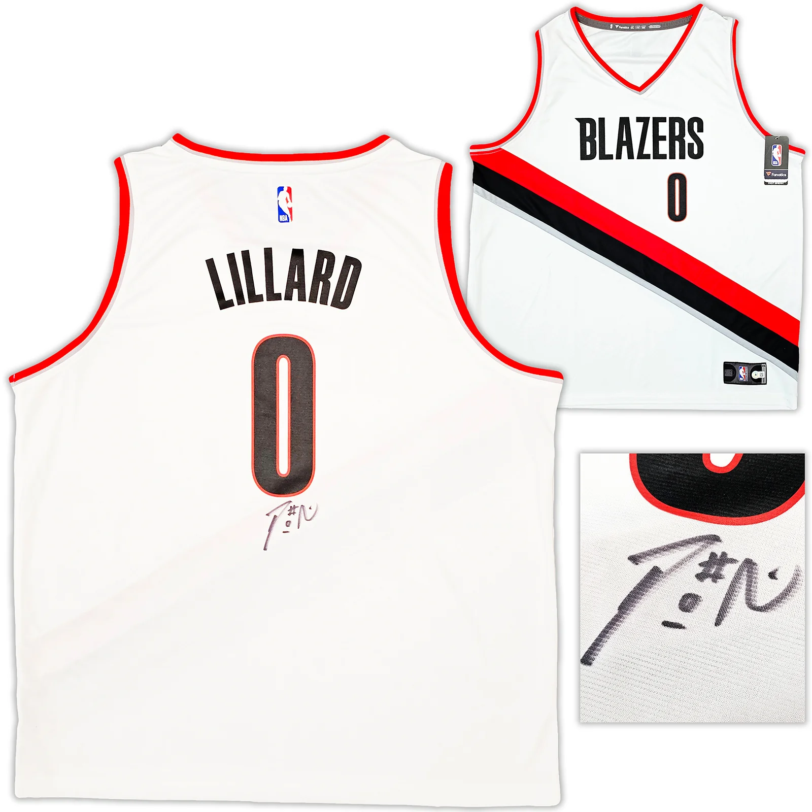 Portland Trailblazers Damian Lillard Autographed White Fanatics Jersey Size XXL Beckett BAS QR Stock #214828