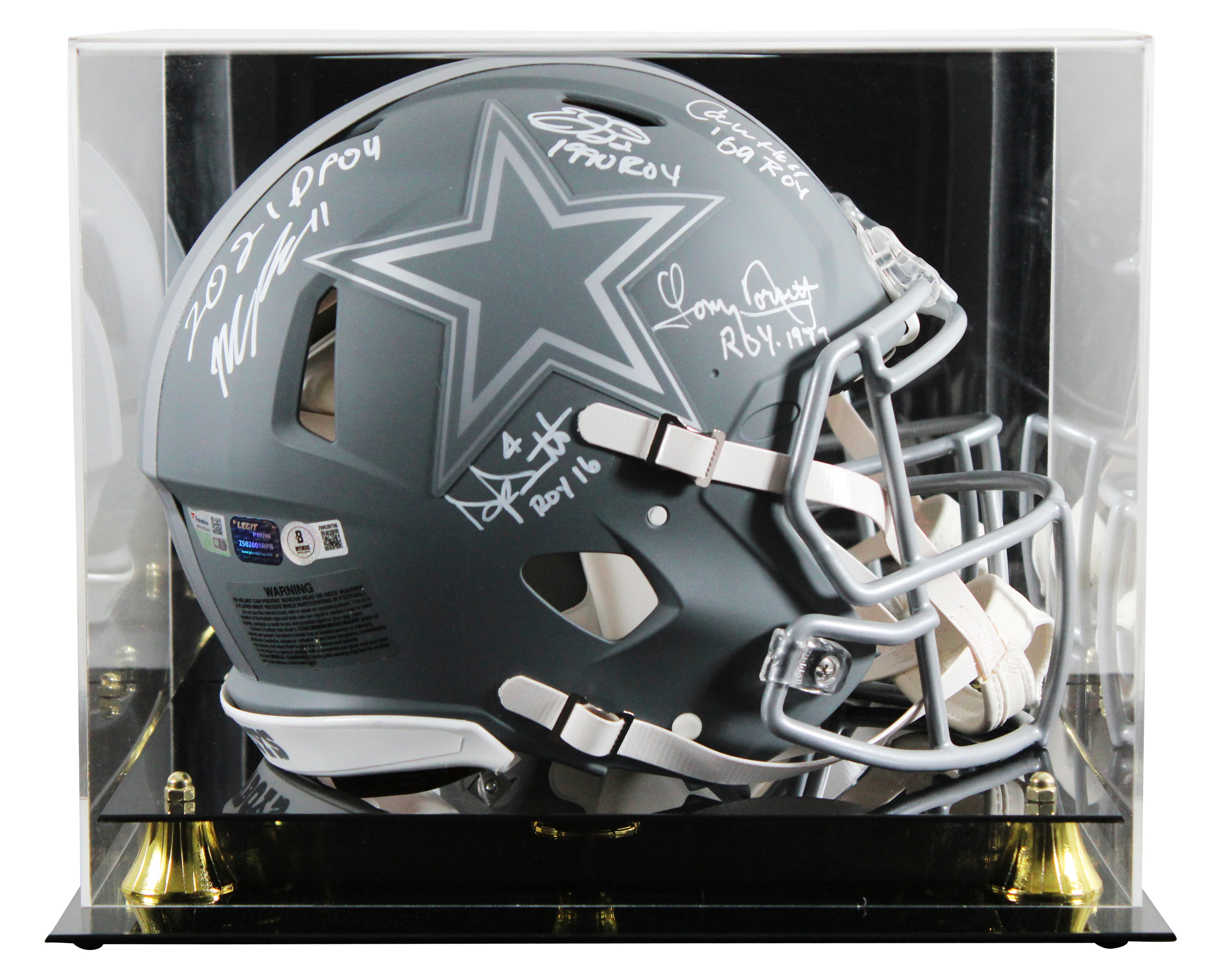 Prescott, Smith, Parsons +2 Signed Slate F/S Speed Proline Helmet W/ Case BAS W - Image 2
