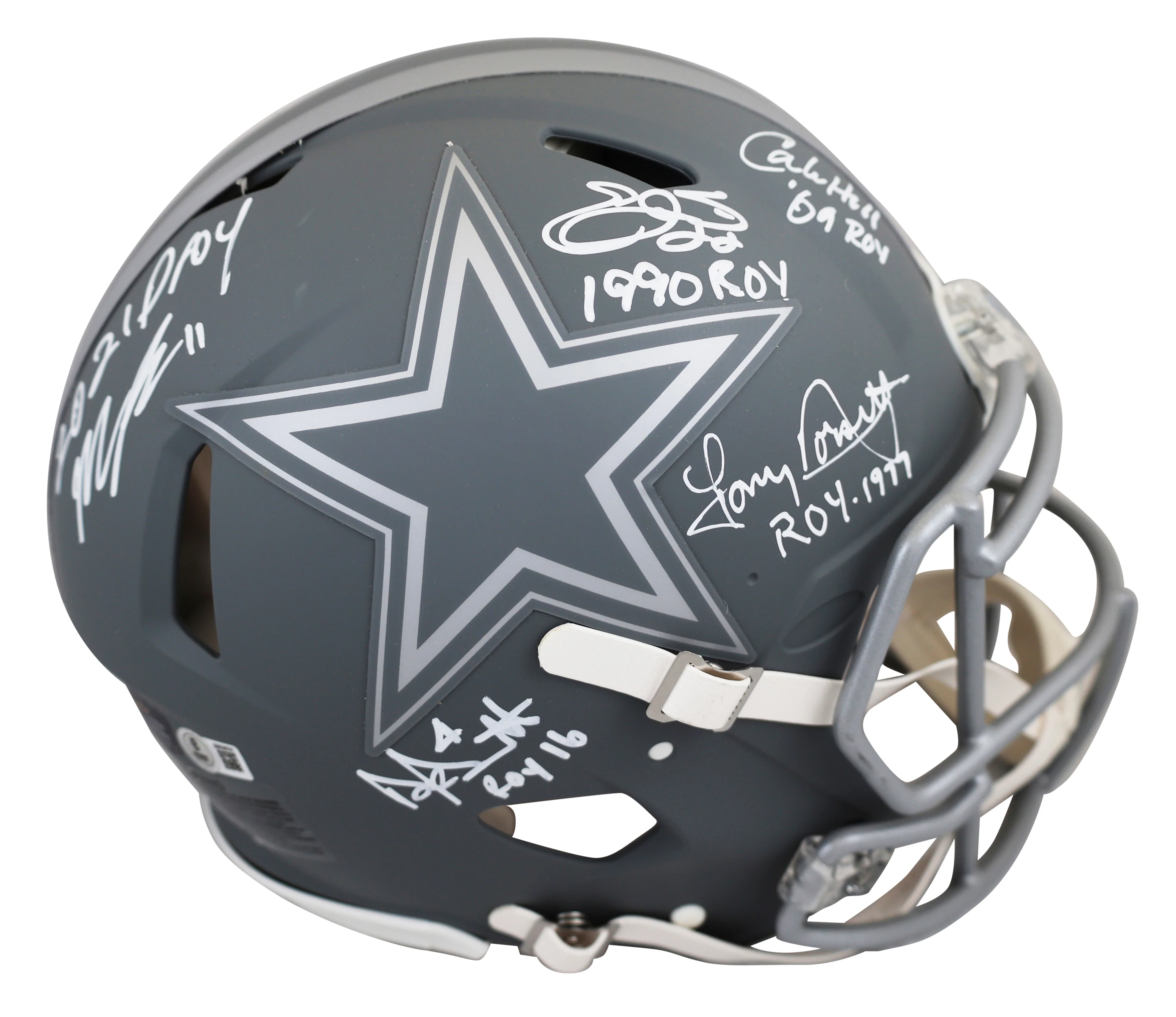 Prescott, Smith, Parsons +2 Signed Slate F/S Speed Proline Helmet W/ Case BAS W - Image 3