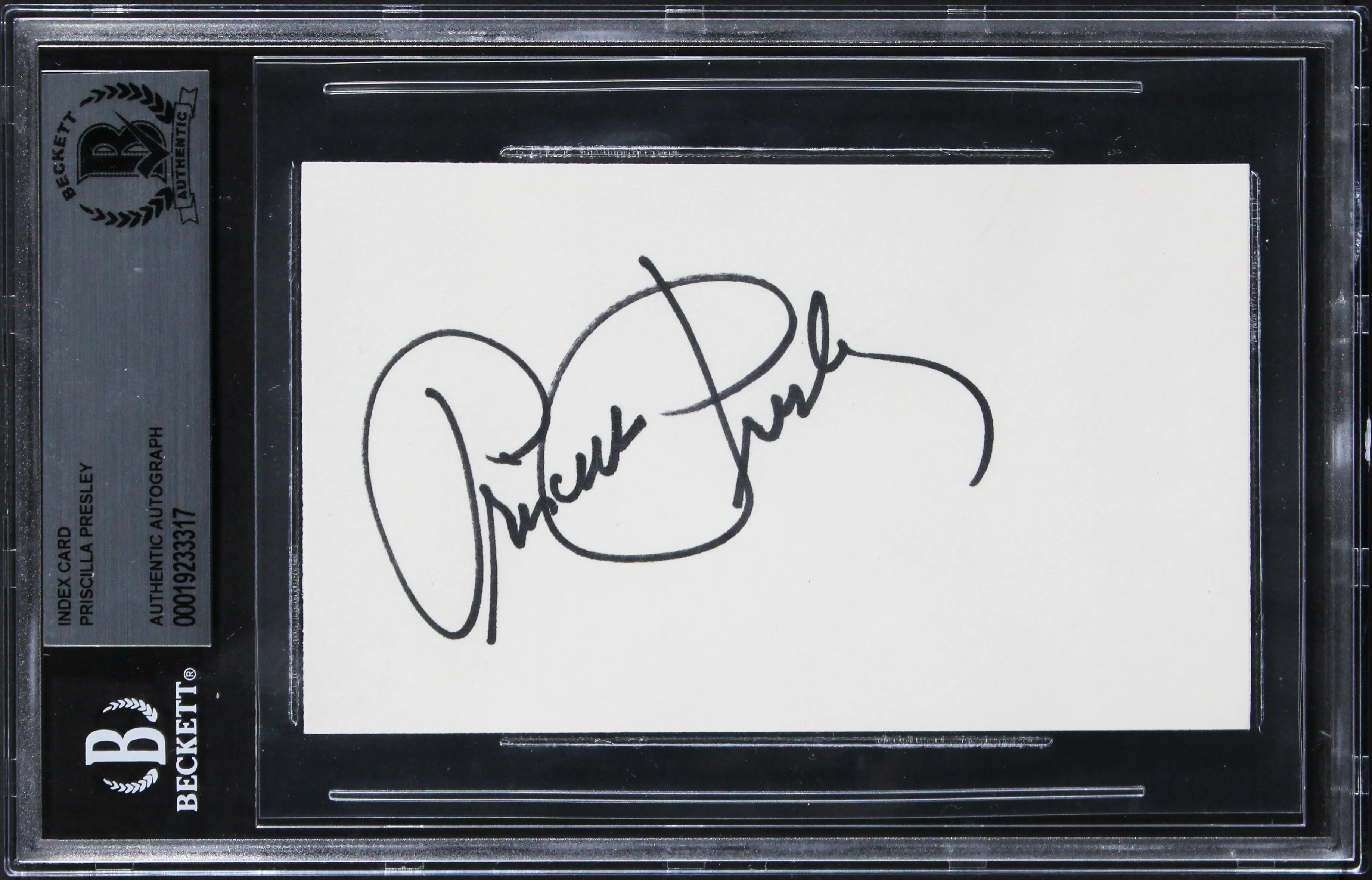 Priscilla Presley The Naked Gun Authentic Signed 3x5 Index Card BAS Slabbed 1 - Image 2