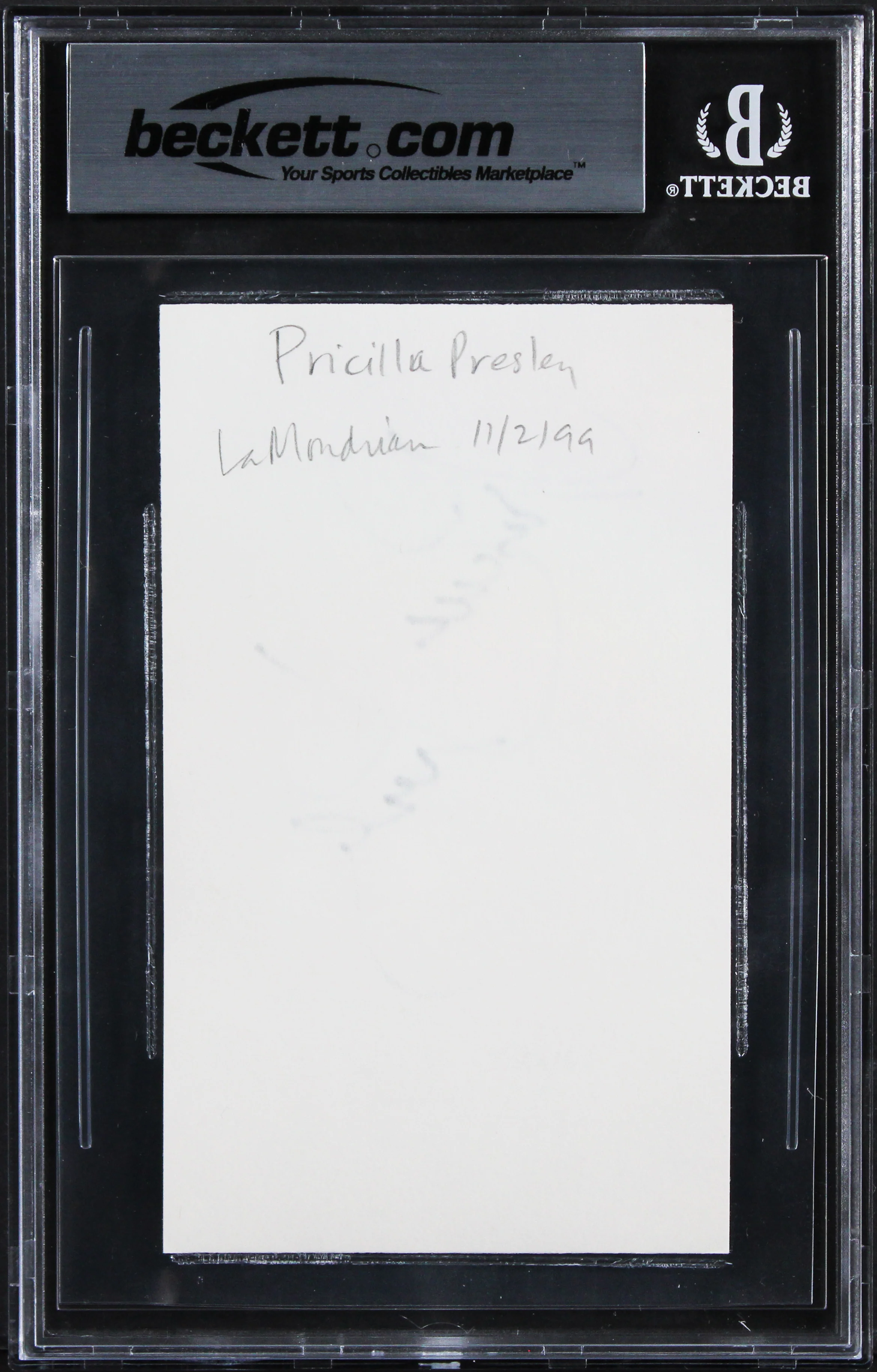 Priscilla Presley The Naked Gun Authentic Signed 3x5 Index Card BAS Slabbed 1 - Image 3
