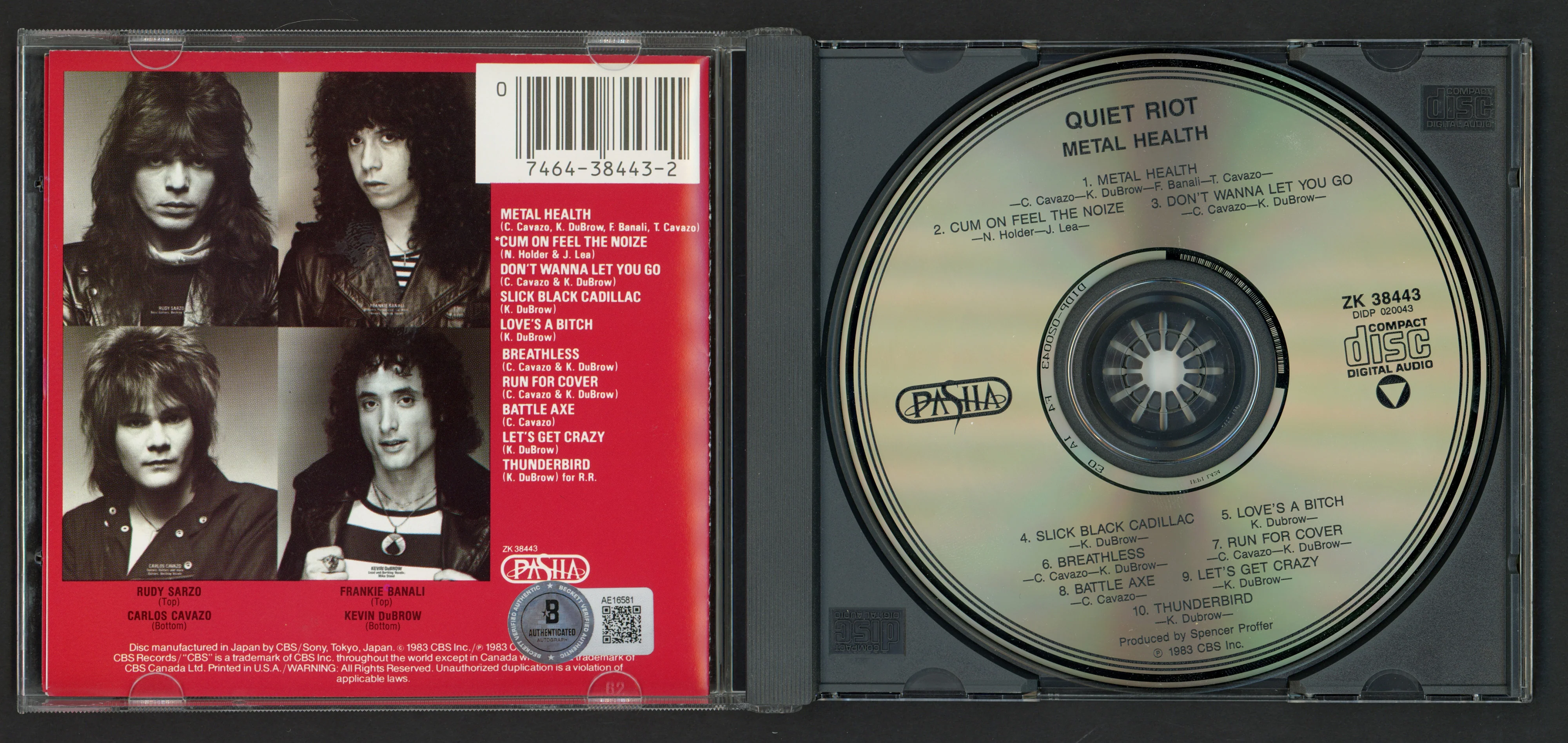 Quiet Riot Autographed Metal Health CD Cover With 4 Signatures Including Kevin DuBrow Beckett BAS #AE16581 - Image 2