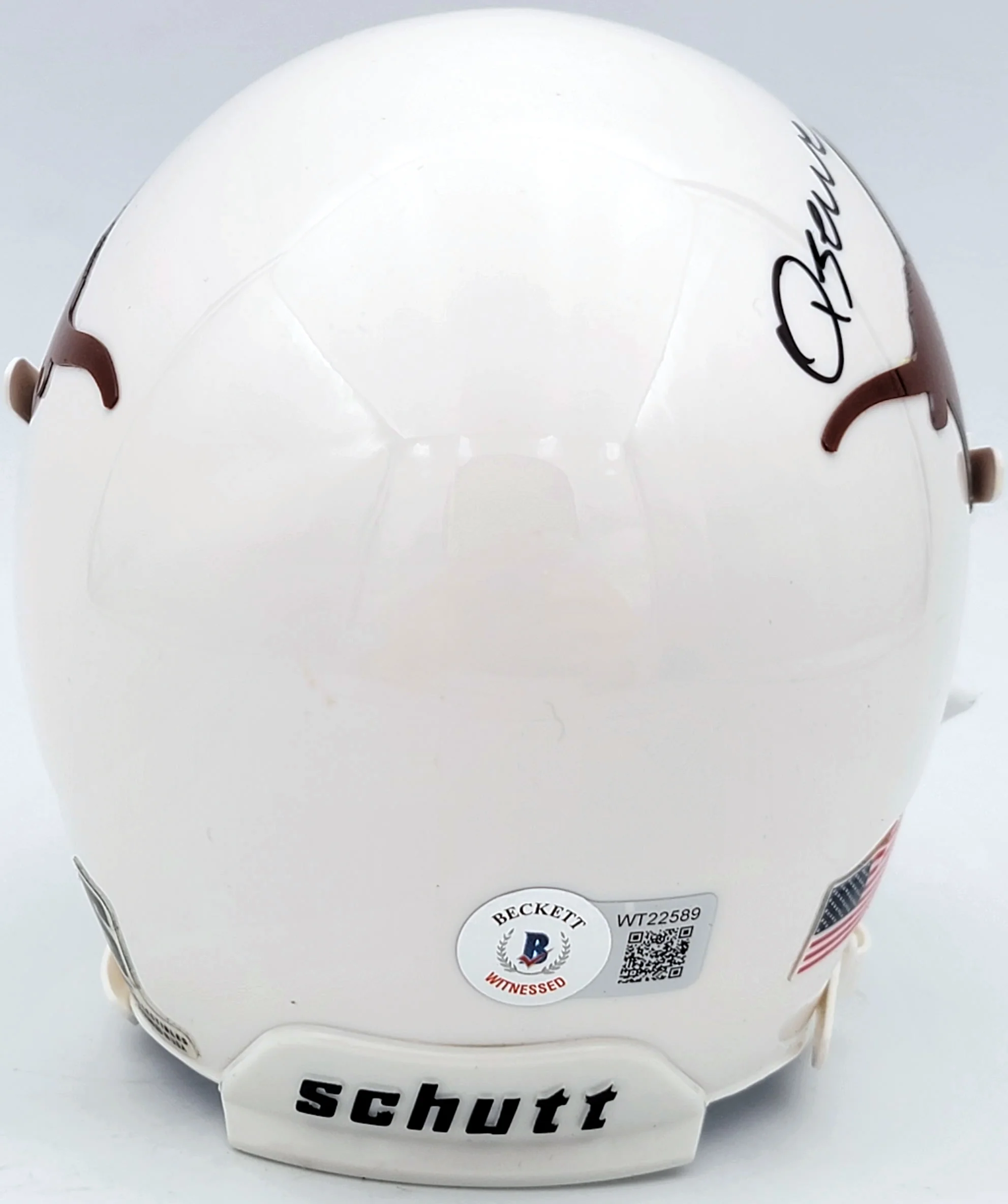 Quinn Ewers Autographed Texas Longhorns White Schutt Mini Helmet Beckett BAS QR Stock #201715 - Image 3