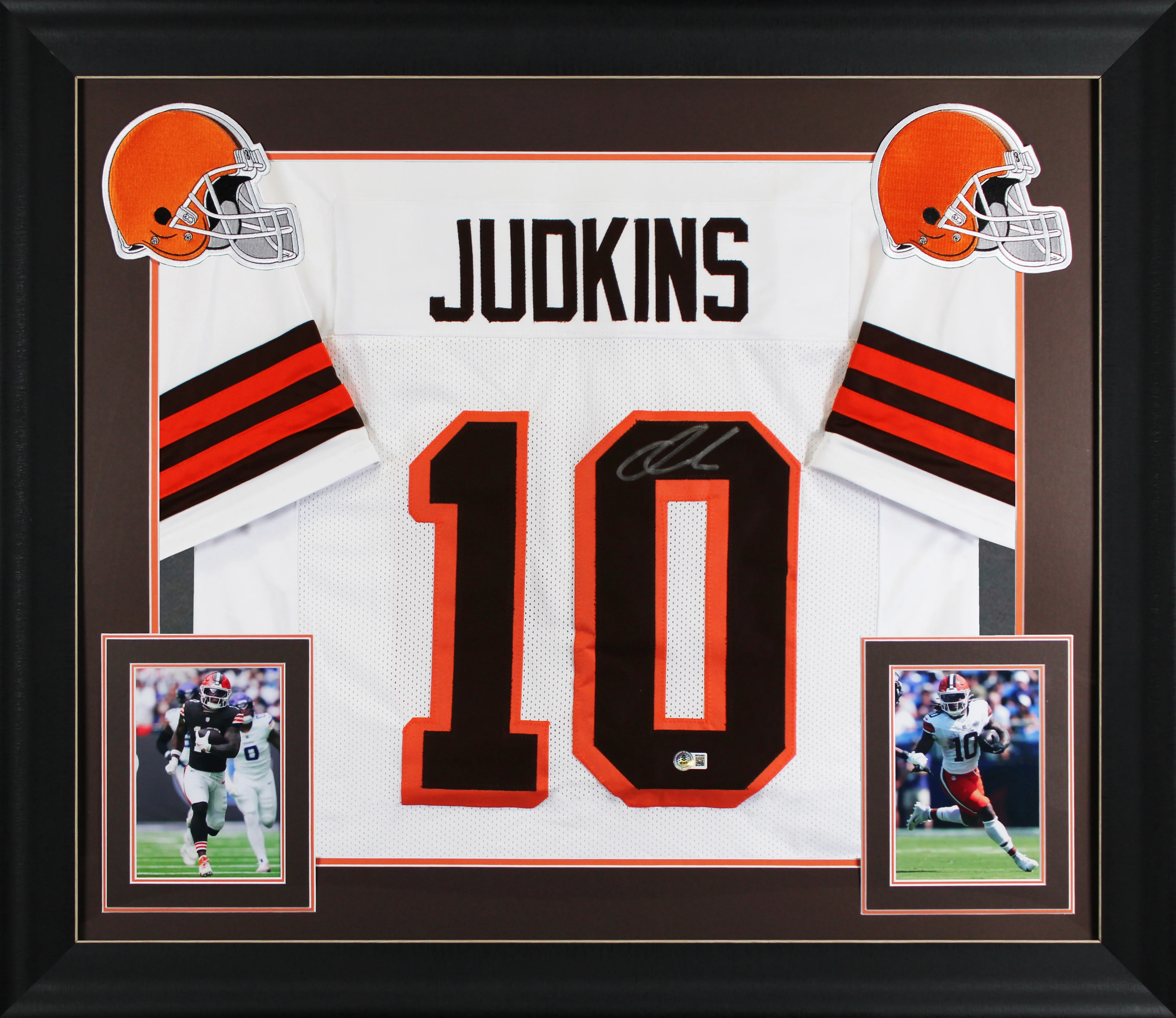 Quinshon Judkins Authentic Signed White Pro Style Framed Jersey BAS Witnessed - Image 2