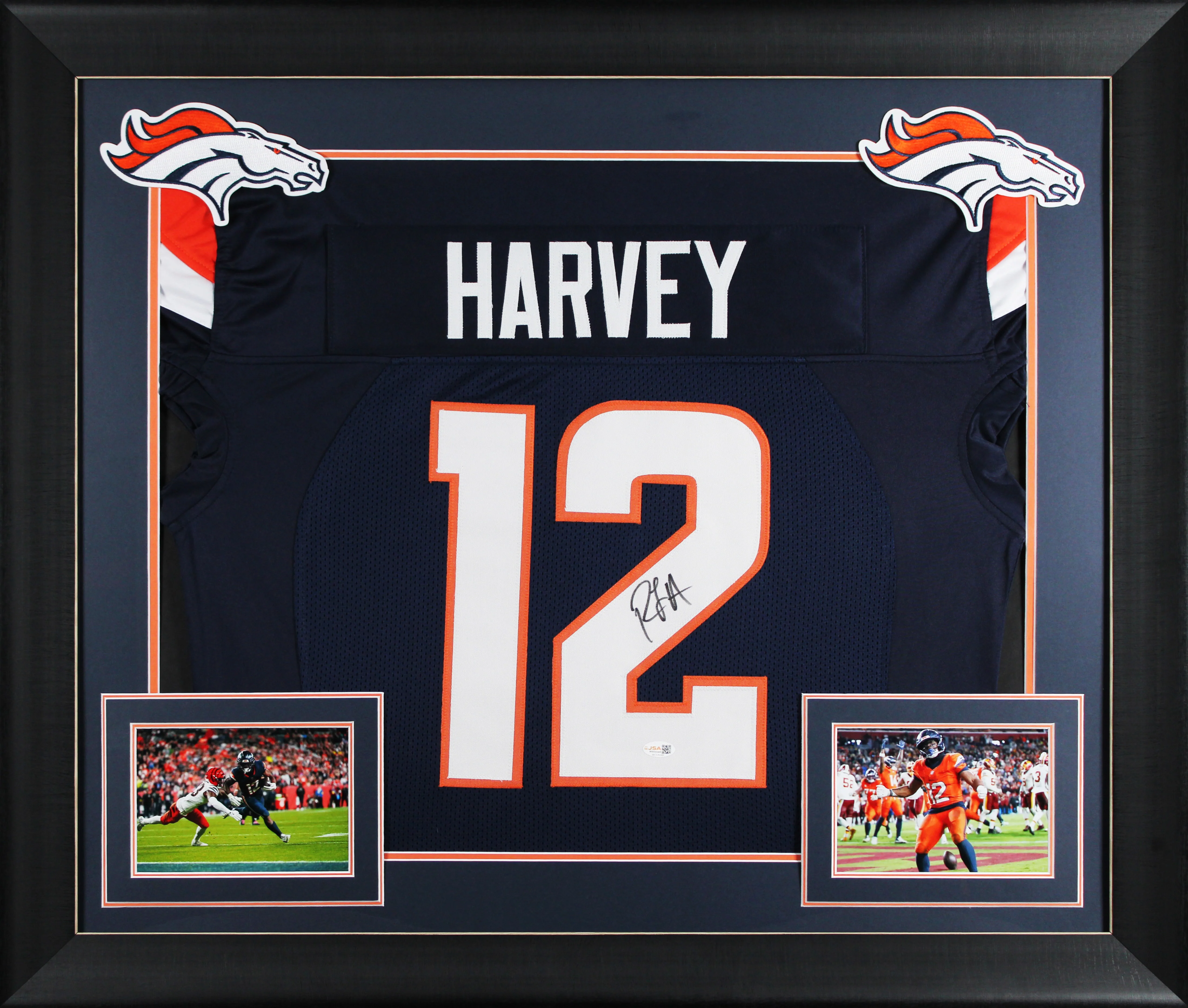 R.J. Harvey Authentic Signed Navy Procut Style Framed Jersey JSA Witness - Image 2