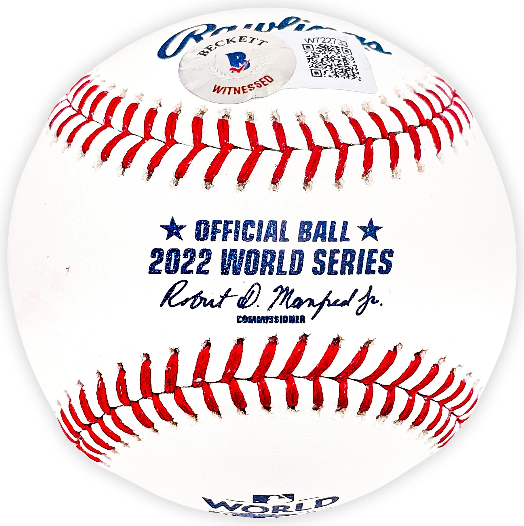 Rafael Montero Autographed Official 2022 World Series Logo MLB Baseball Houston Astros Beckett BAS Witness Stock #220454 - Image 2