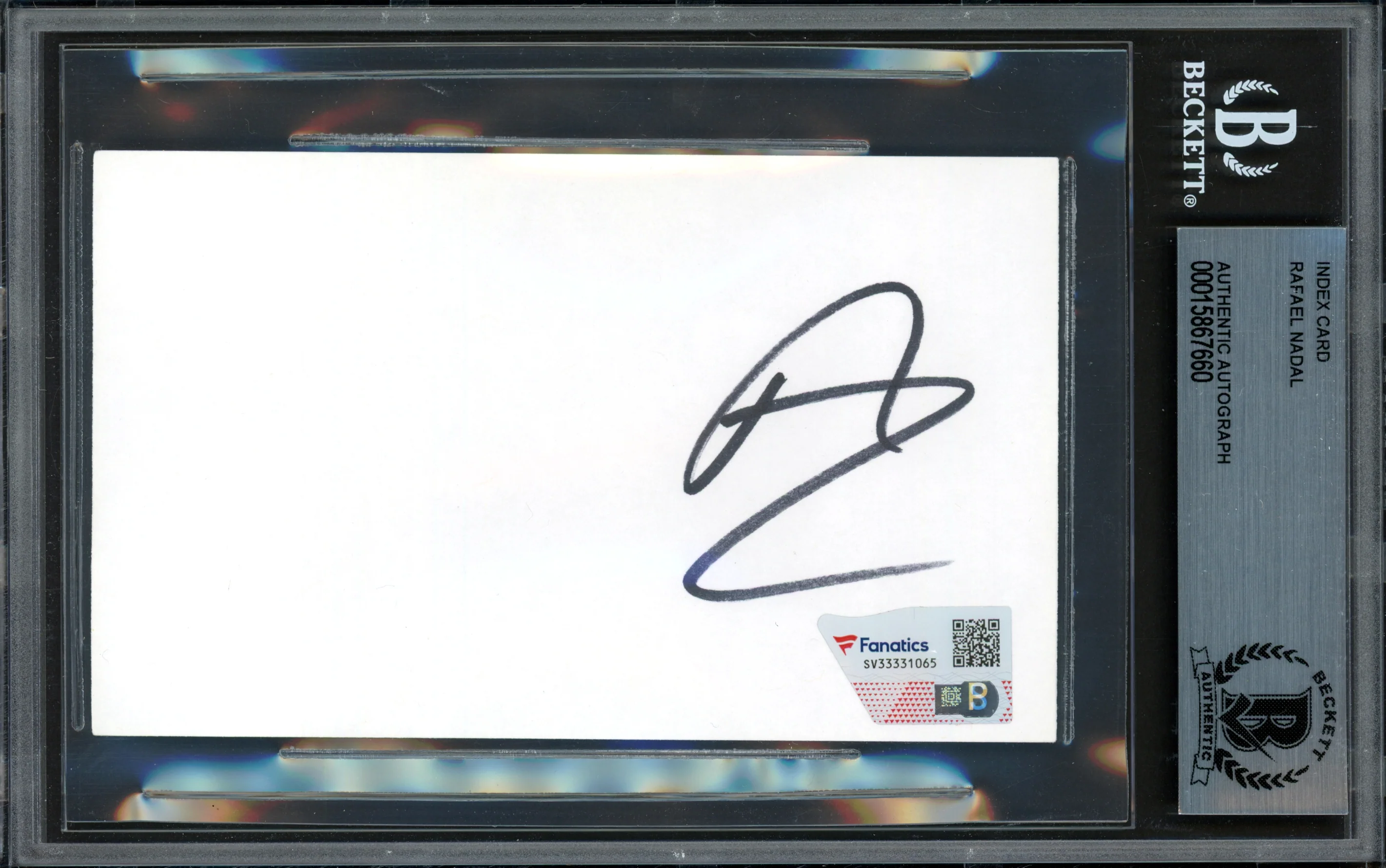 Rafael Nadal Autographed 3x5 Index Card Fanatics Holo & Beckett BAS #15867660