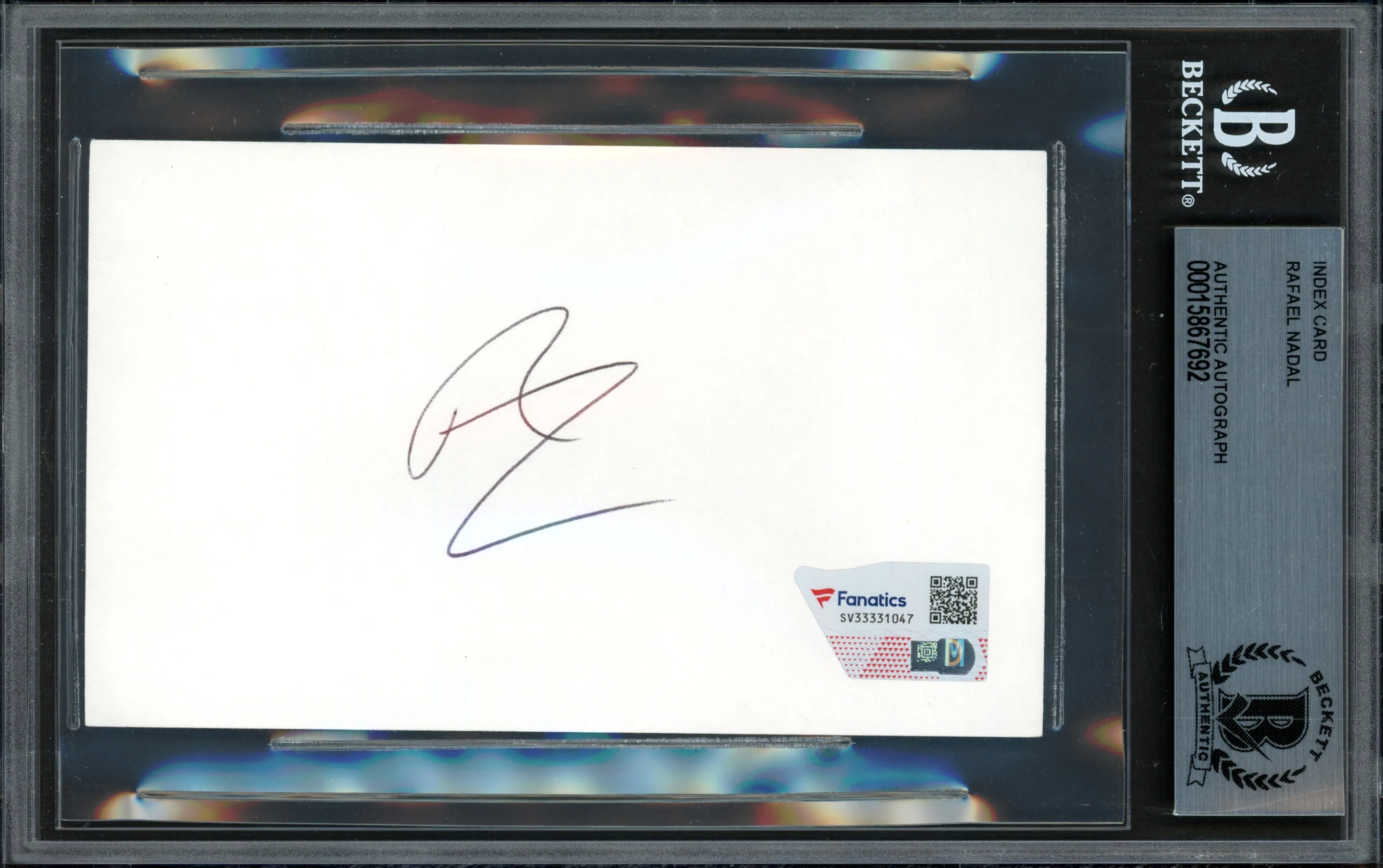 Rafael Nadal Autographed 3x5 Index Card Fanatics Holo & Beckett BAS #15867692