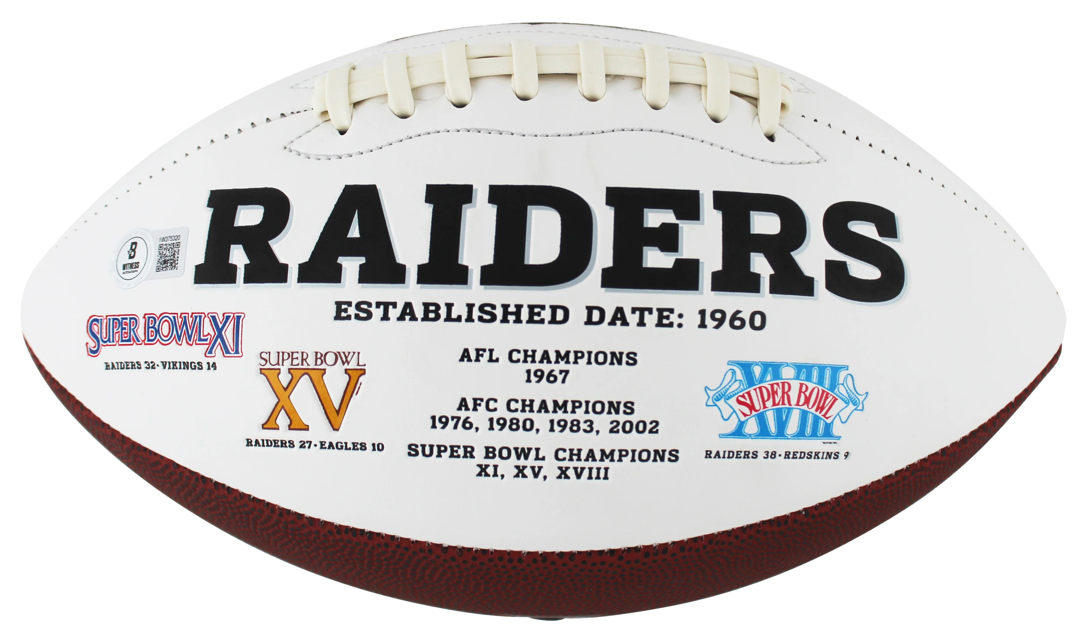 Raiders Michael Mayer Signed White Panel Logo Football W/ Case BAS Witnessed - Image 5