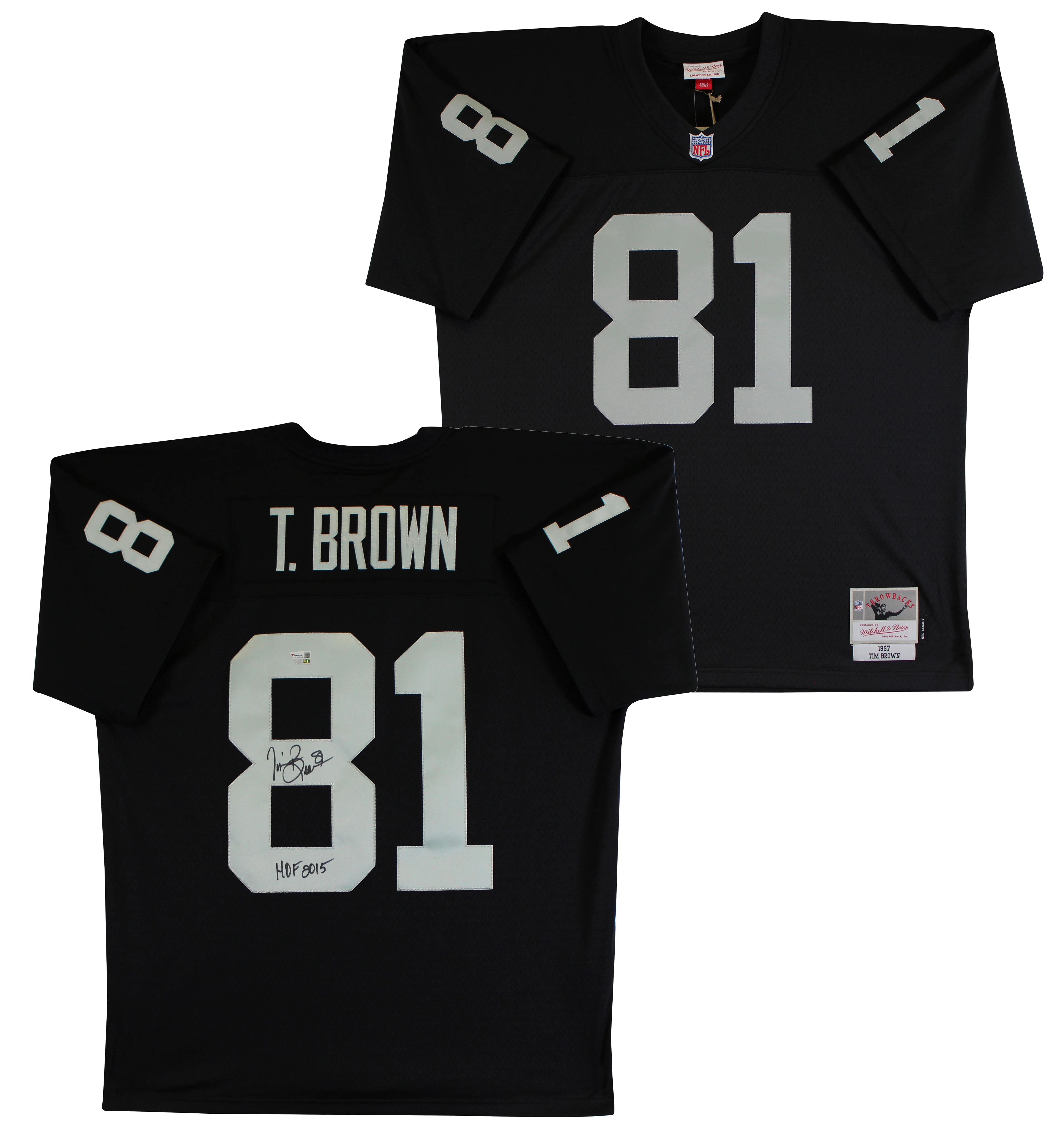 Raiders Tim Brown "HOF 2015" Authentic Signed Black M&N TB Jersey Fanatics - Image 2