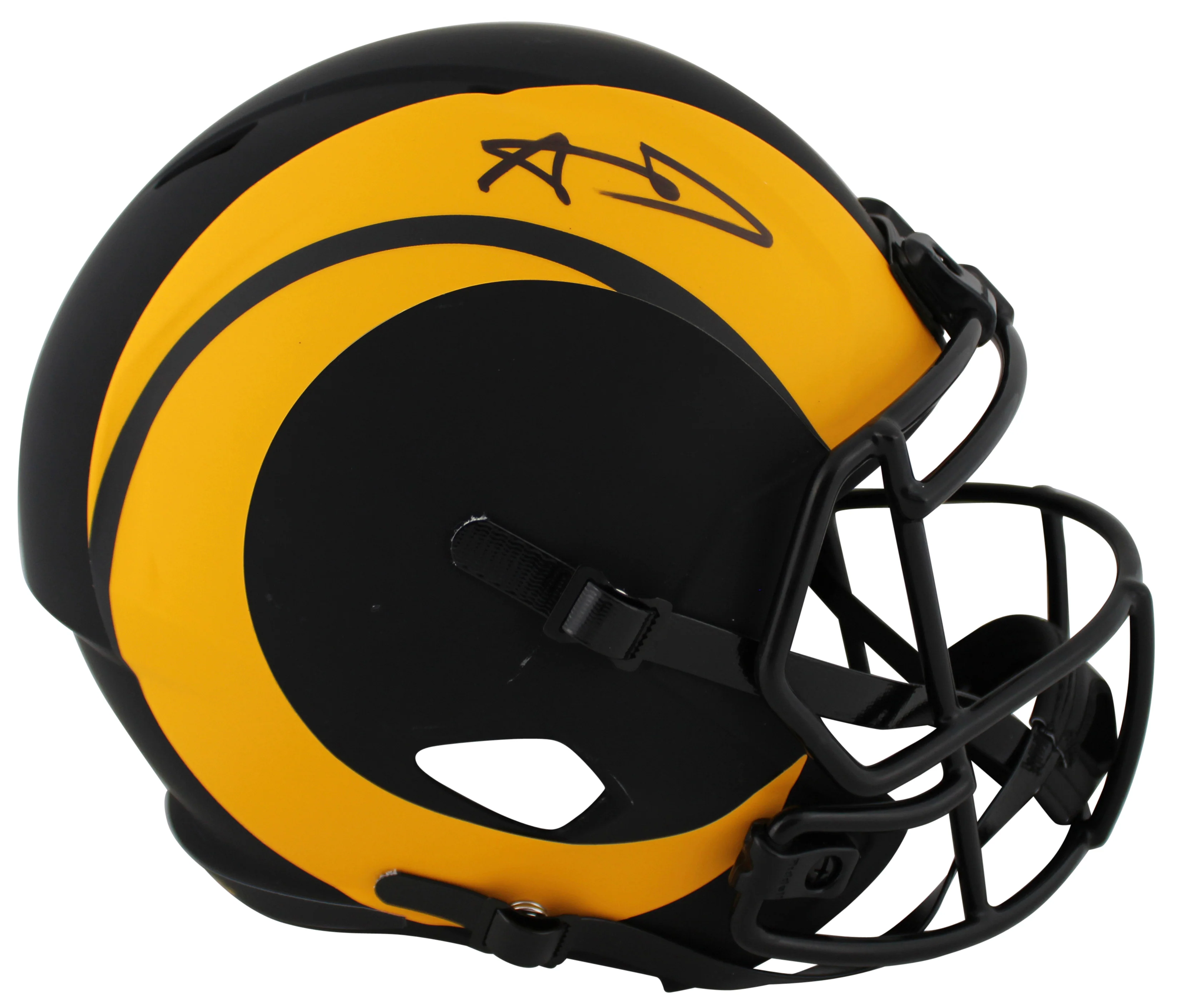 Rams Aaron Donald Signed Eclipse Full Size Speed Rep Helmet w/ Case BAS Witness - Image 3