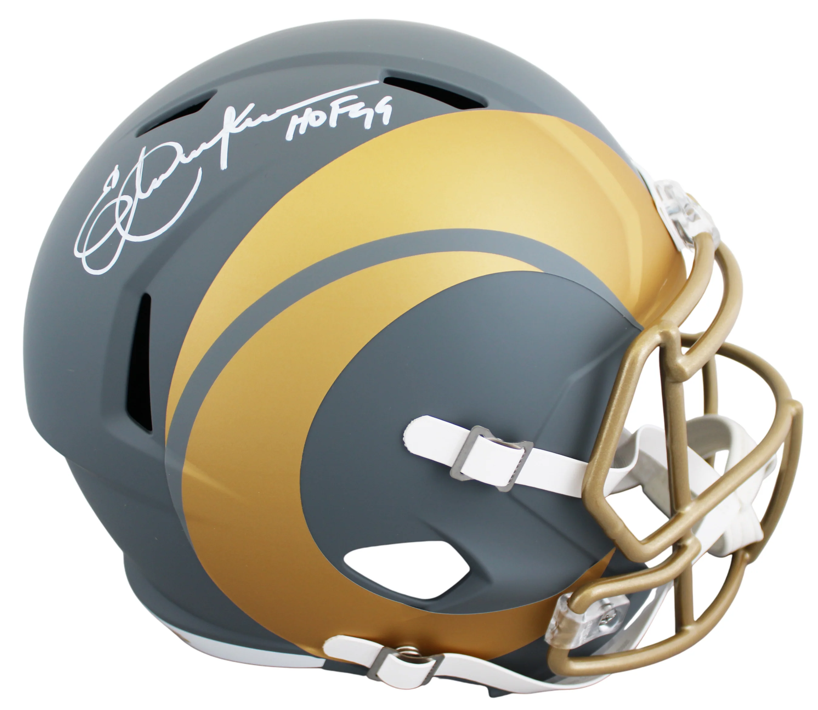 Rams Eric Dickerson "HOF 99" Signed Slate F/S Speed Rep Helmet W/ Case BAS Wit 2 - Image 3