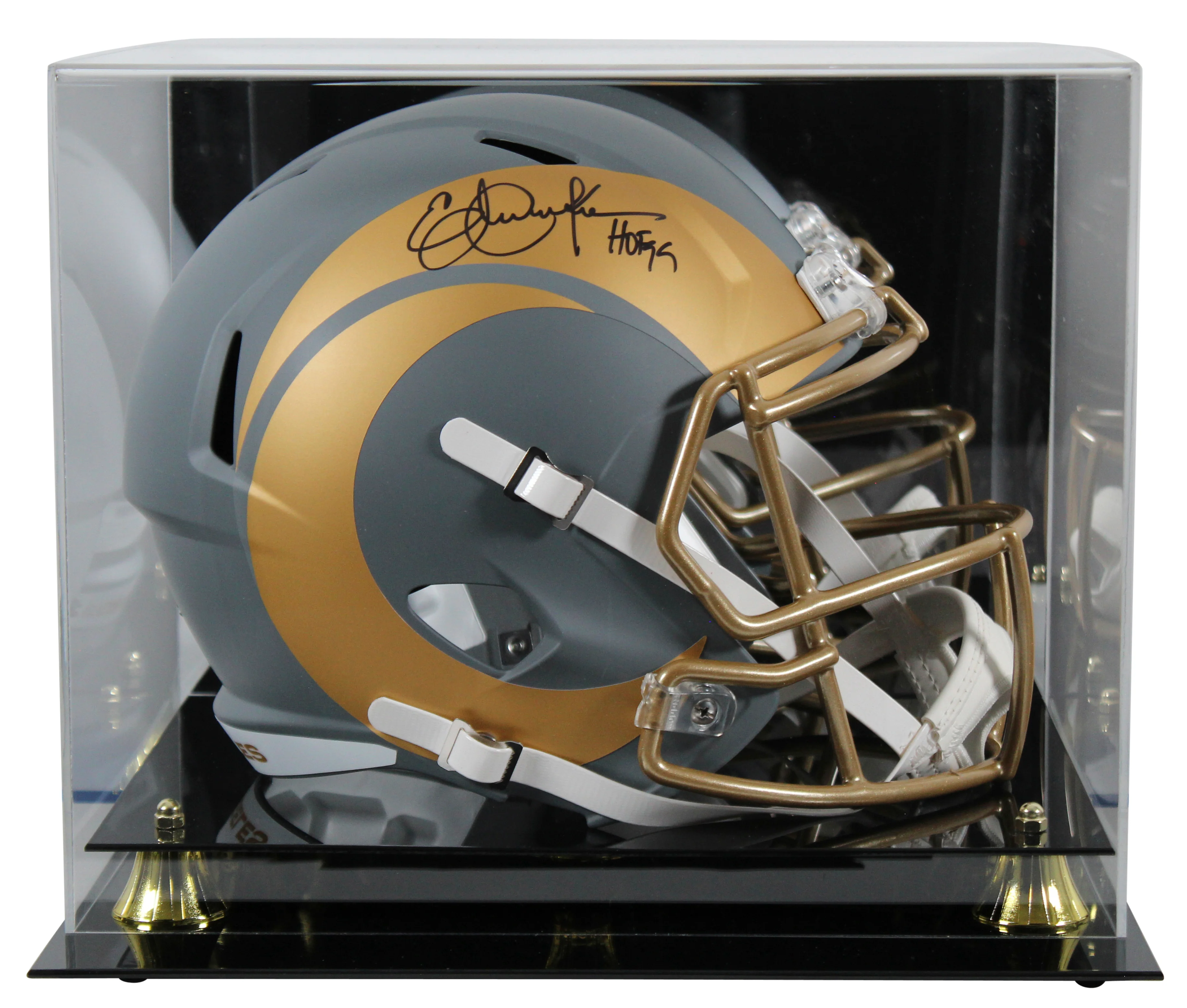 Rams Eric Dickerson "HOF 99" Signed Slate F/S Speed Rep Helmet W/ Case BAS Wit - Image 2
