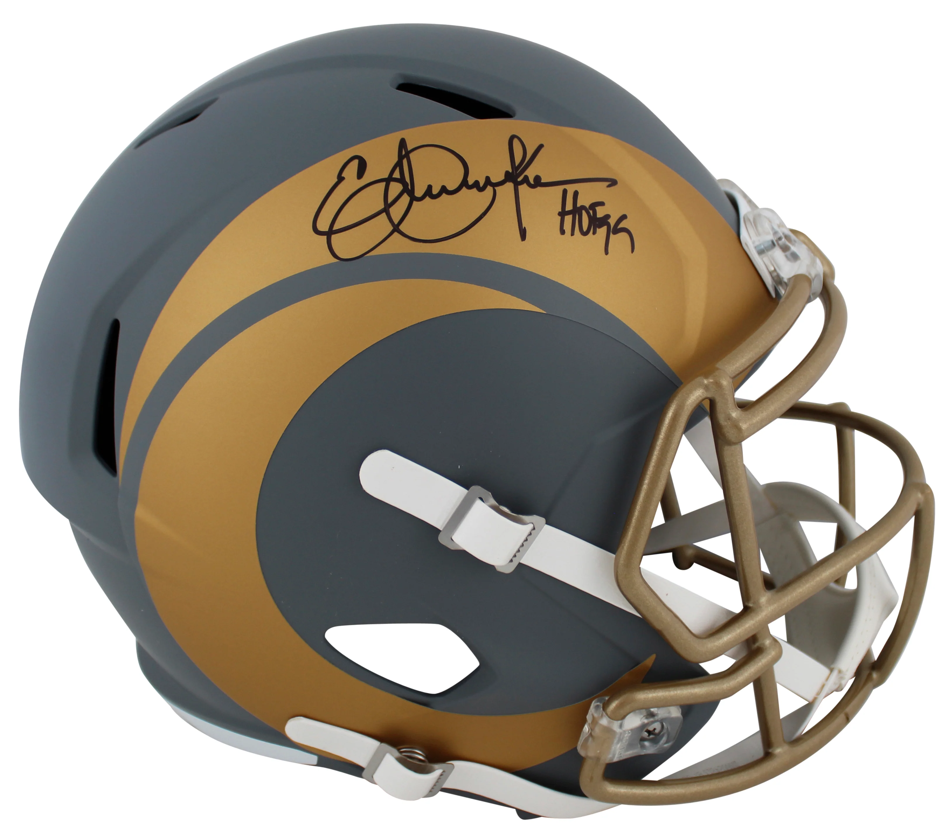 Rams Eric Dickerson "HOF 99" Signed Slate F/S Speed Rep Helmet W/ Case BAS Wit - Image 3