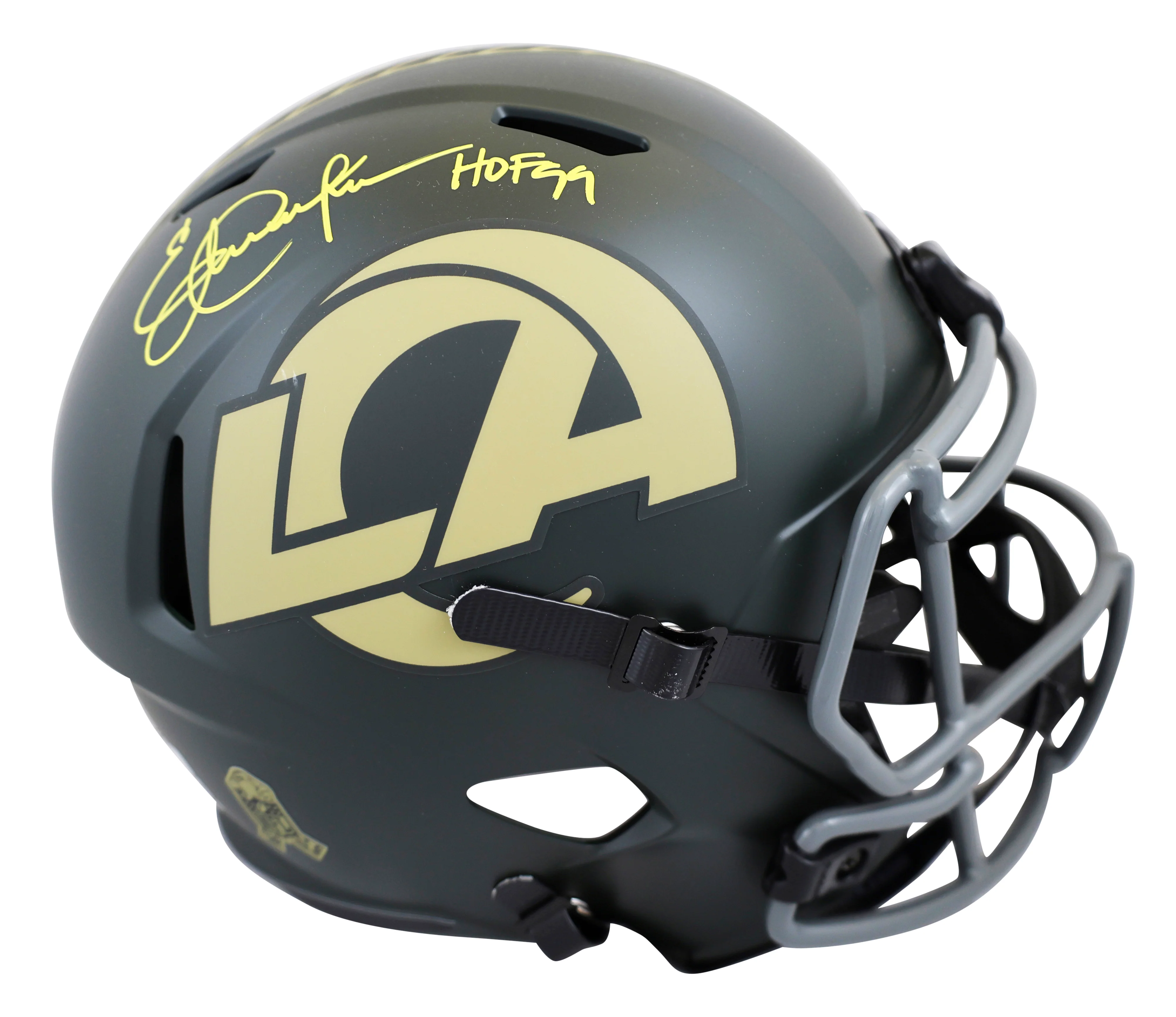 Rams Eric Dickerson "HOF 99" Signed STS IV Full Size Speed Rep Helmet BAS Wit
