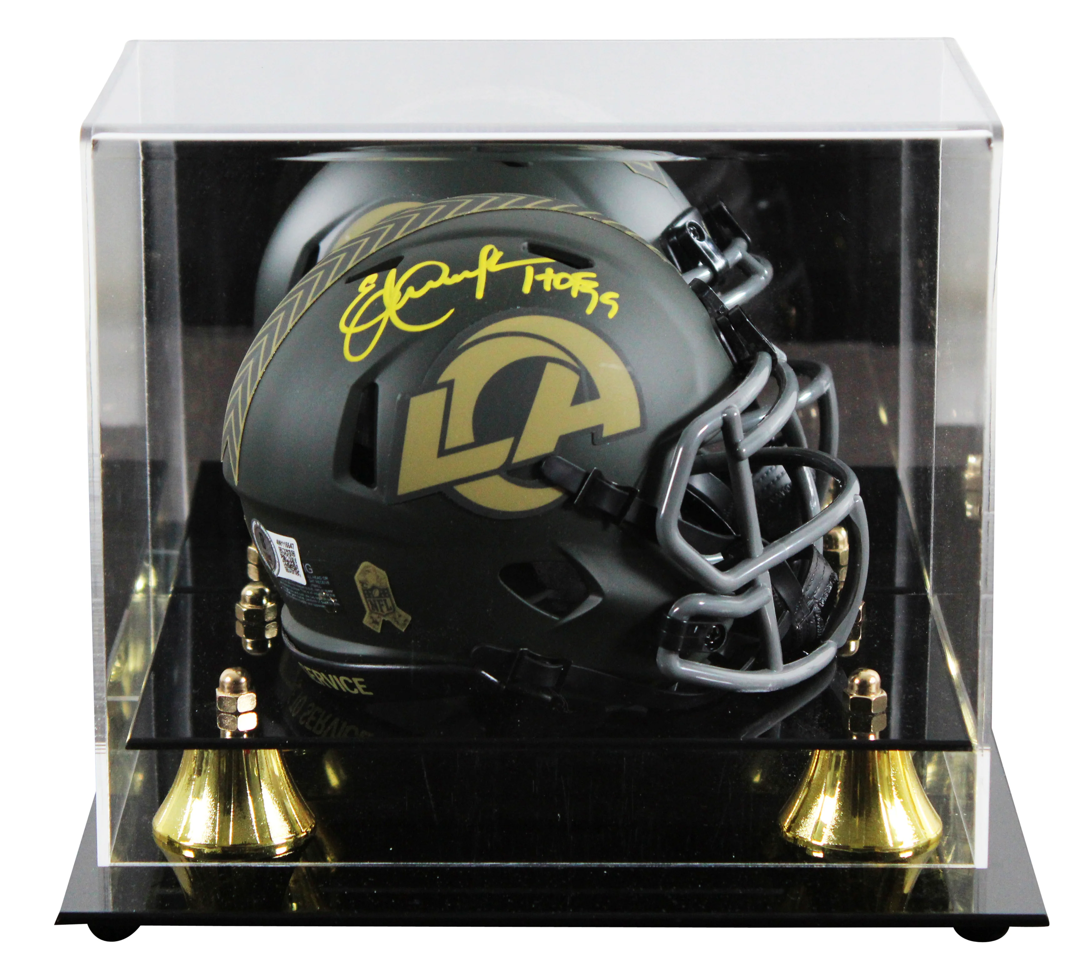 Rams Eric Dickerson "HOF 99" Signed STS IV Speed Mini Helmet W/ Case BAS Witness - Image 2