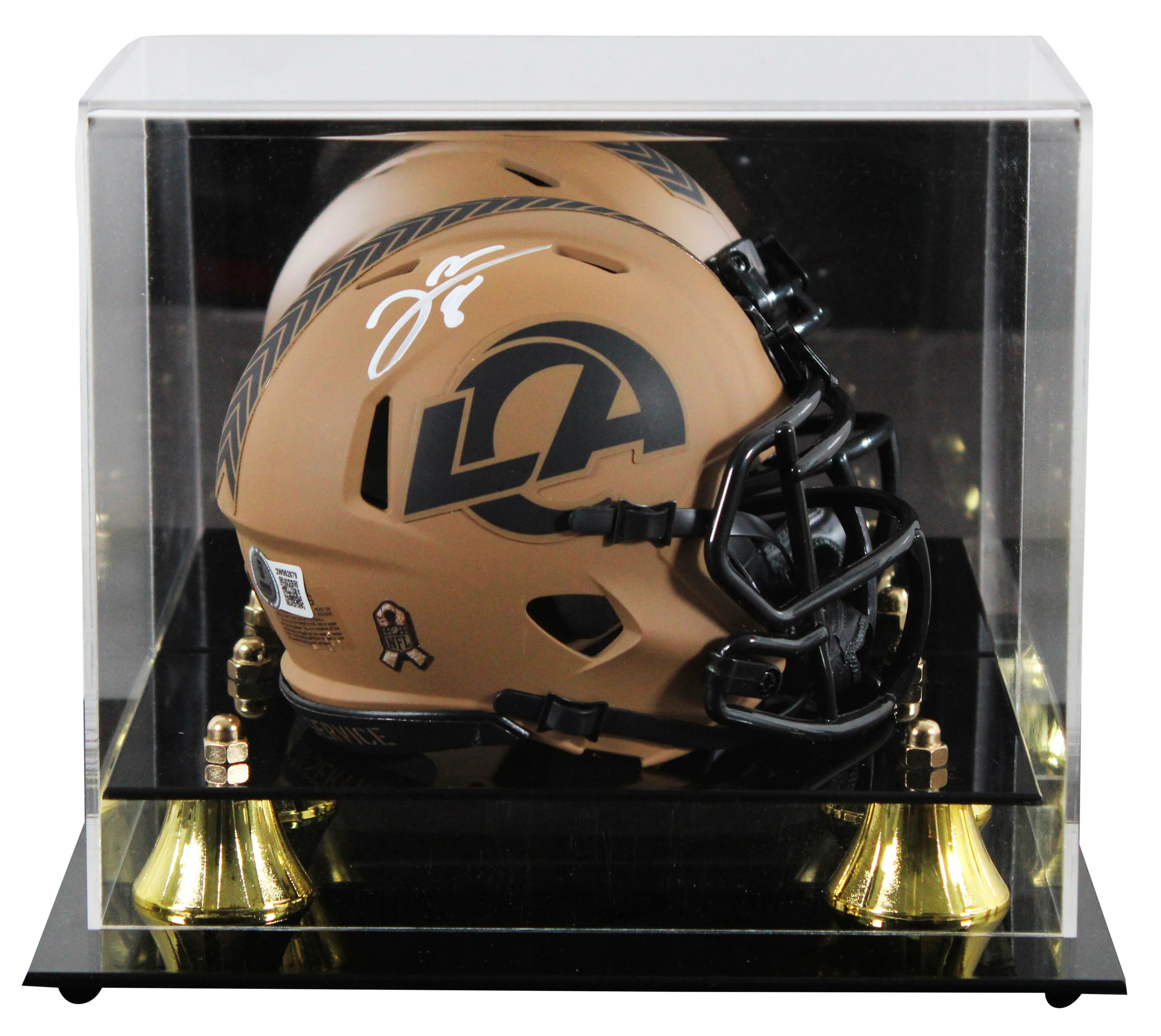 Rams Jared Verse Signed Salute To Service II Speed Mini Helmet W/ Case BAS Wit - Image 2