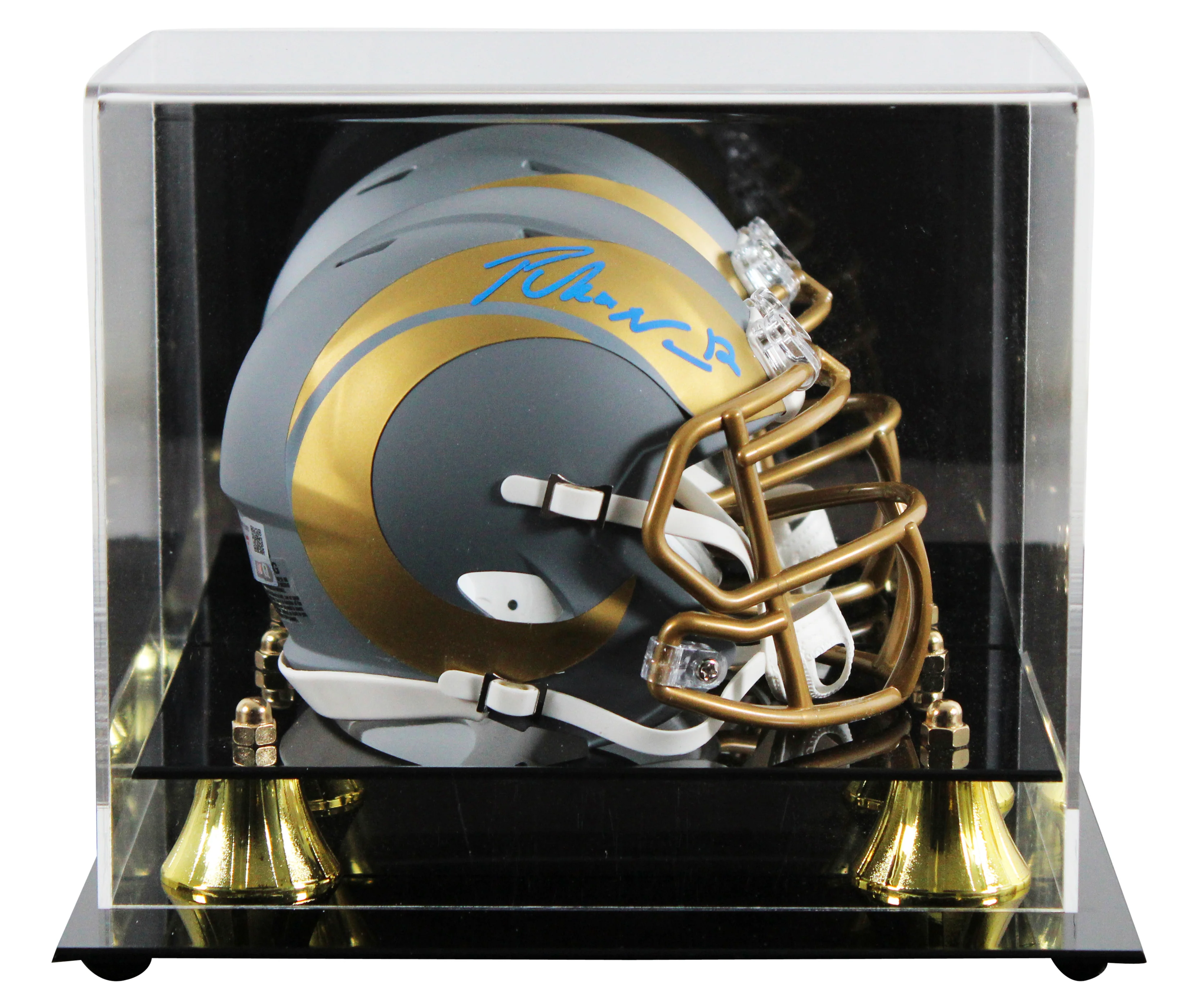 Rams Puka Nacua Signed Slate Speed Mini Helmet W/ Case w/ Blue Sig Fanatics - Image 2