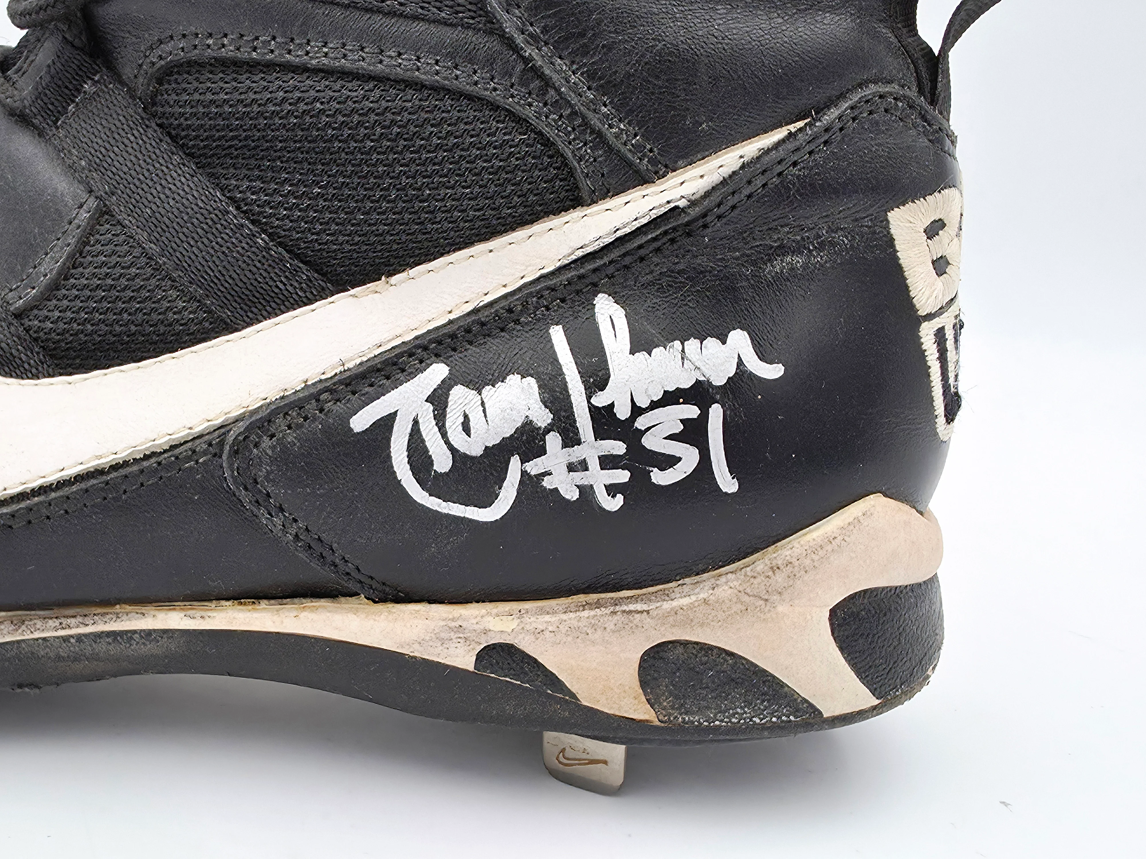 Randy Johnson Autographed Game Used Black Nike Cleat Seattle Mariners "#51" Big Unit Logo Size 13 Beckett BAS QR #BS30296 - Image 2